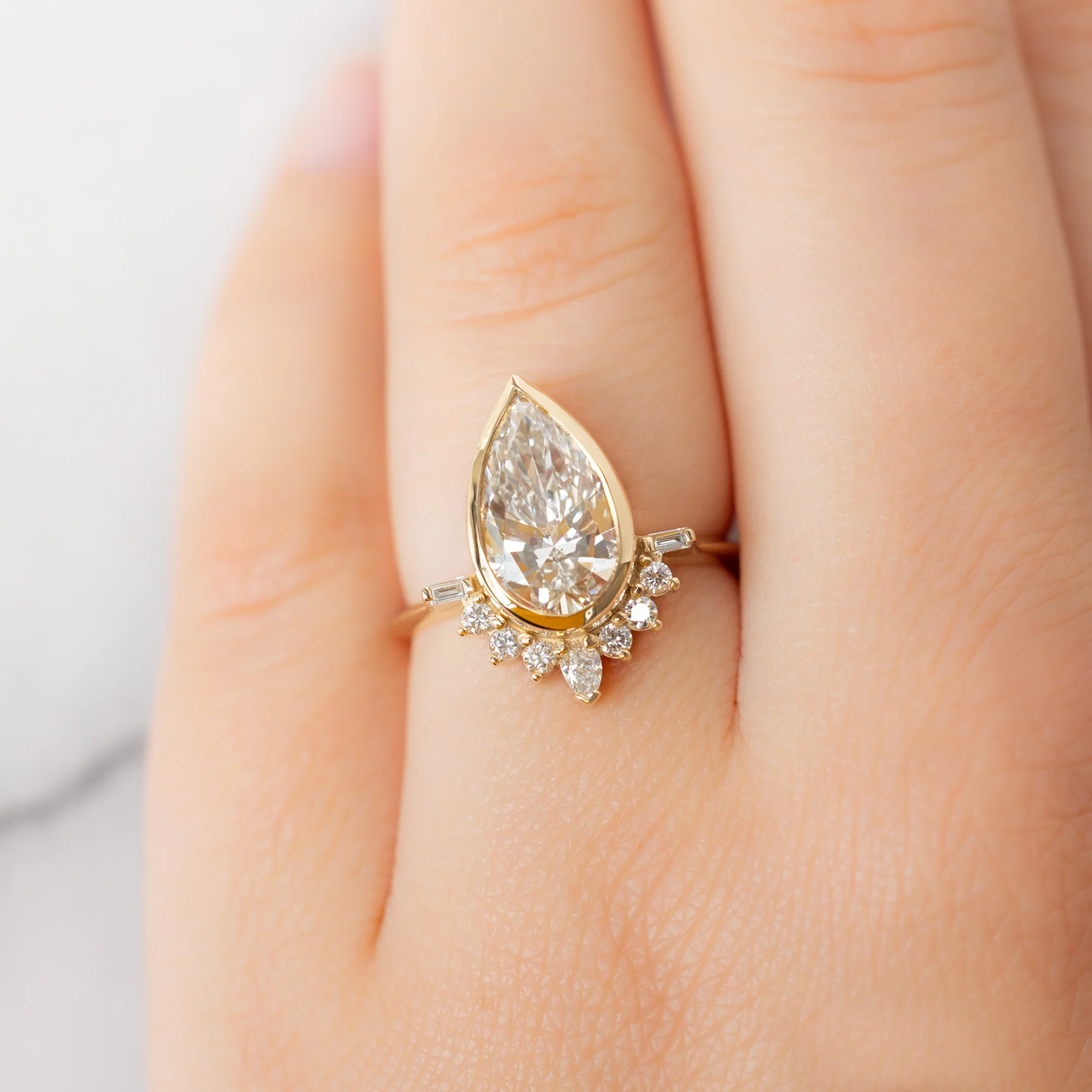 The Posy Ring | Build Your Own Pear White Diamond Engagement Ring - Image 6