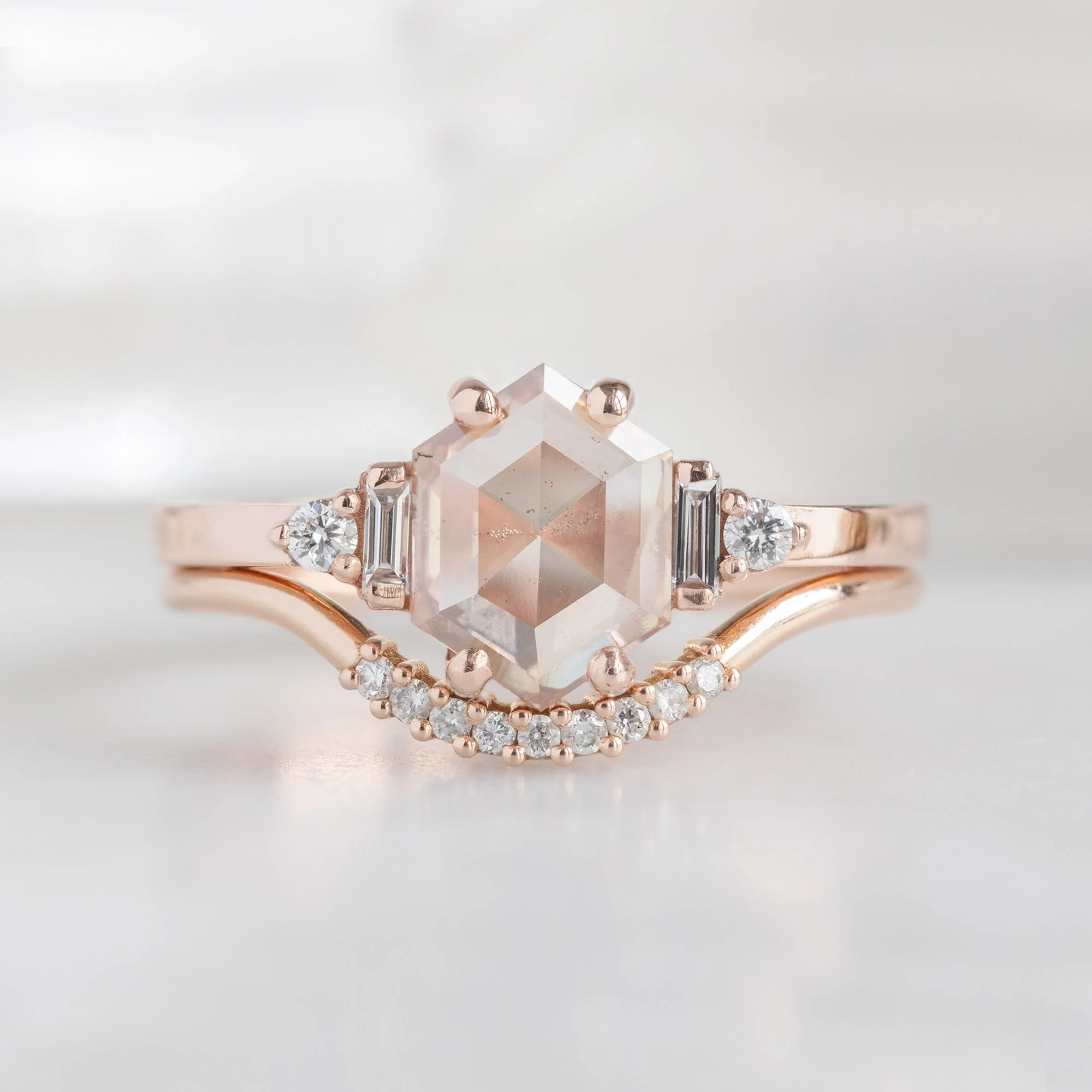 The Primrose Ring | 0.81ct Lab Grown Hexagon Pink Diamond in 14K Rose Gold - Image 4