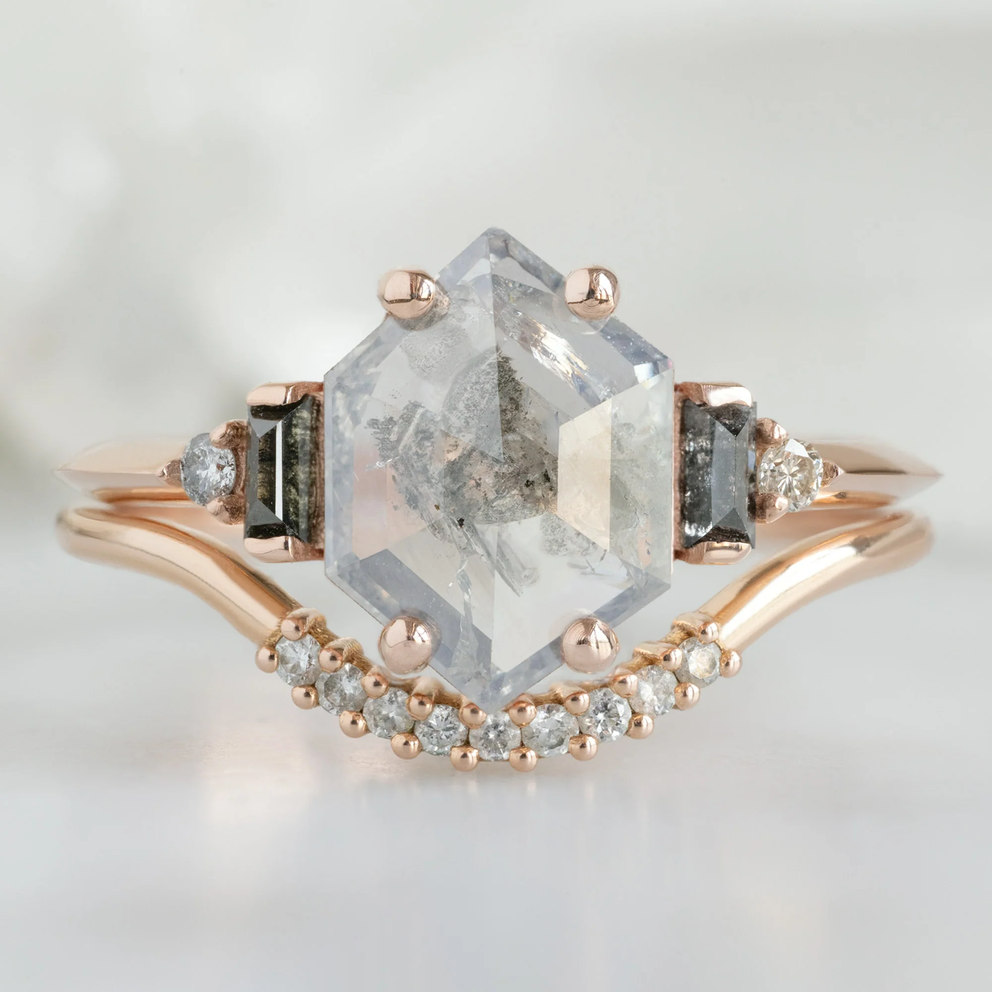 The Primrose Ring | 1.21ct Hexagon Salt and Pepper Diamond in 14K Rose Gold - Image 3