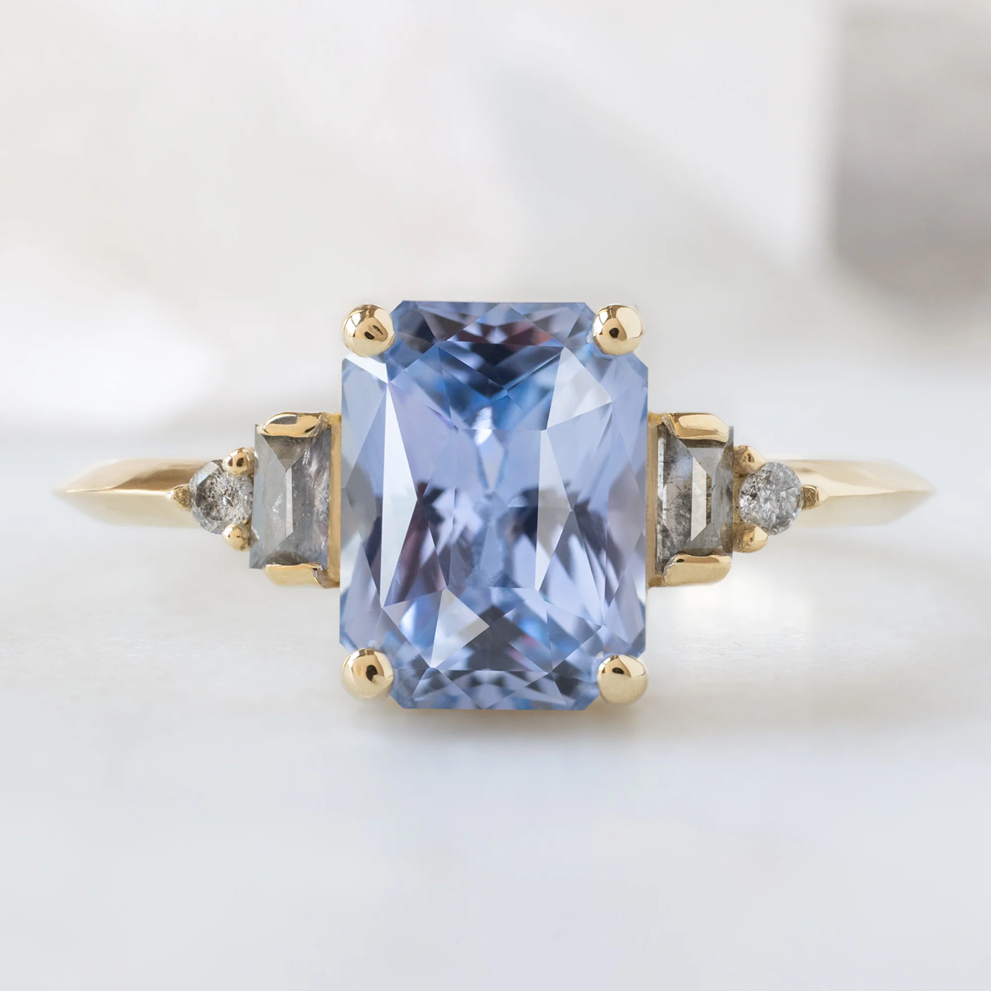 The Primrose Ring | 2.36ct Emerald Cut Sapphire in 14K Yellow Gold
