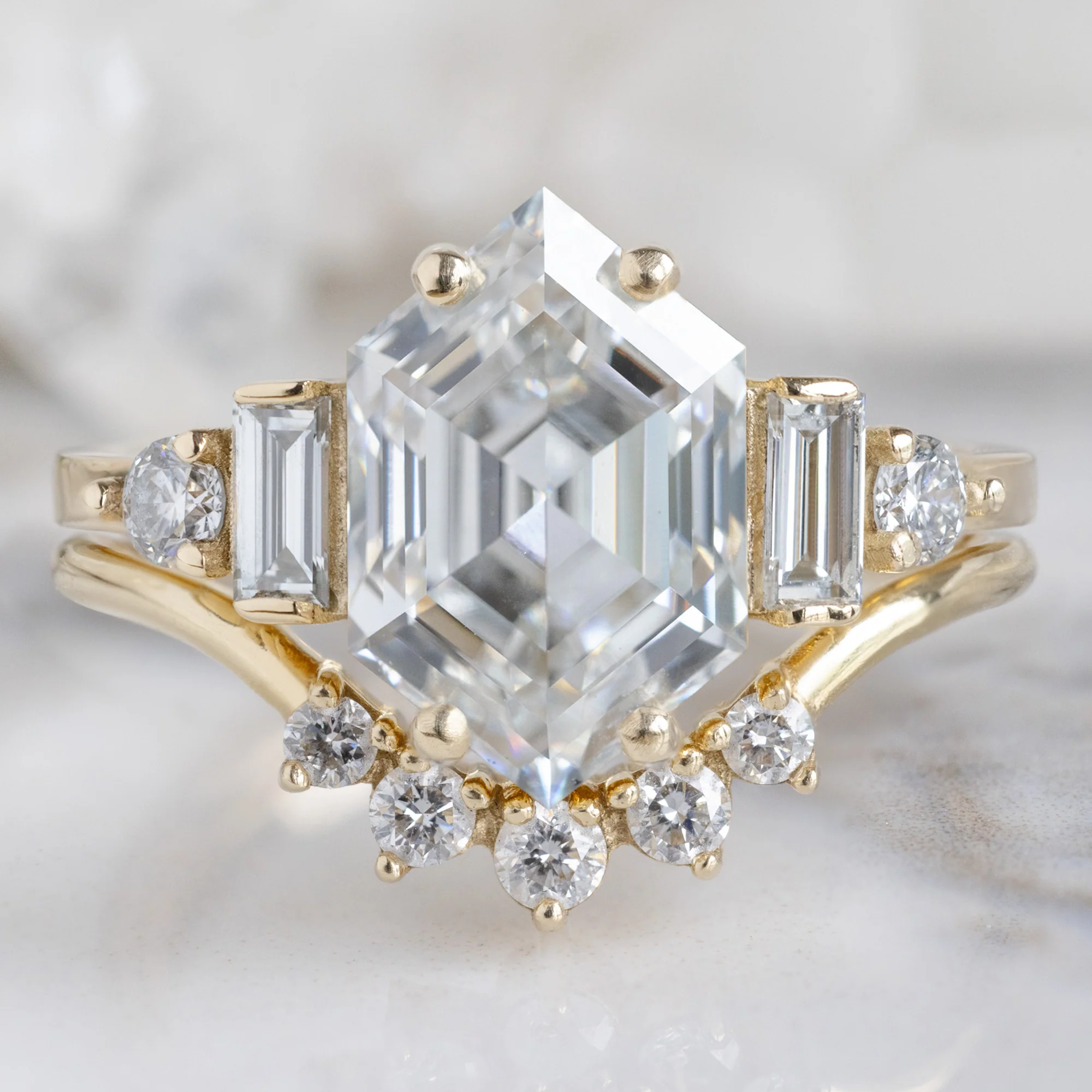 The Primrose Ring | 2.64ct Lab Grown Hexagon White Diamond in 14K Yellow Gold - Image 3