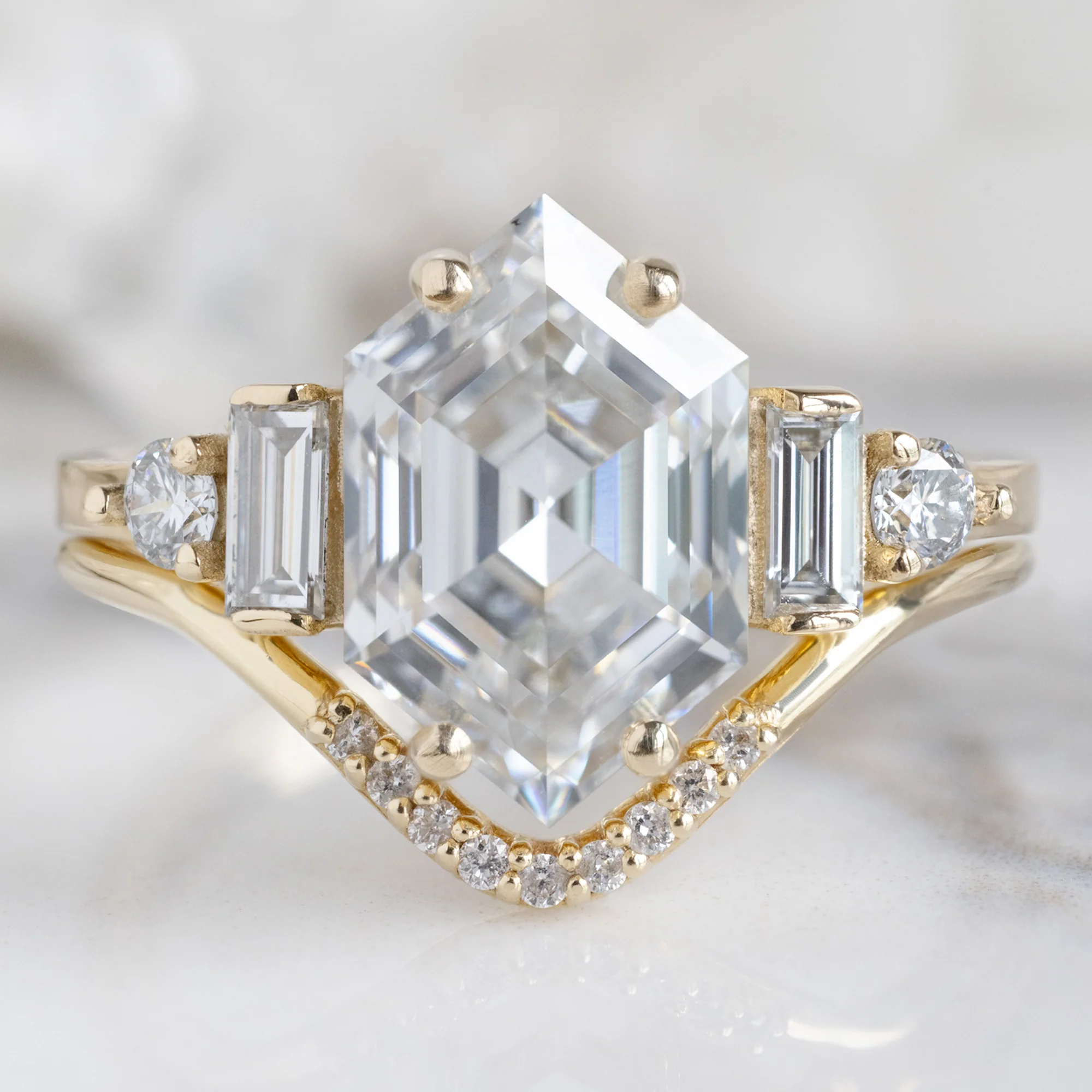 The Primrose Ring | 2.64ct Lab Grown Hexagon White Diamond in 14K Yellow Gold - Image 4