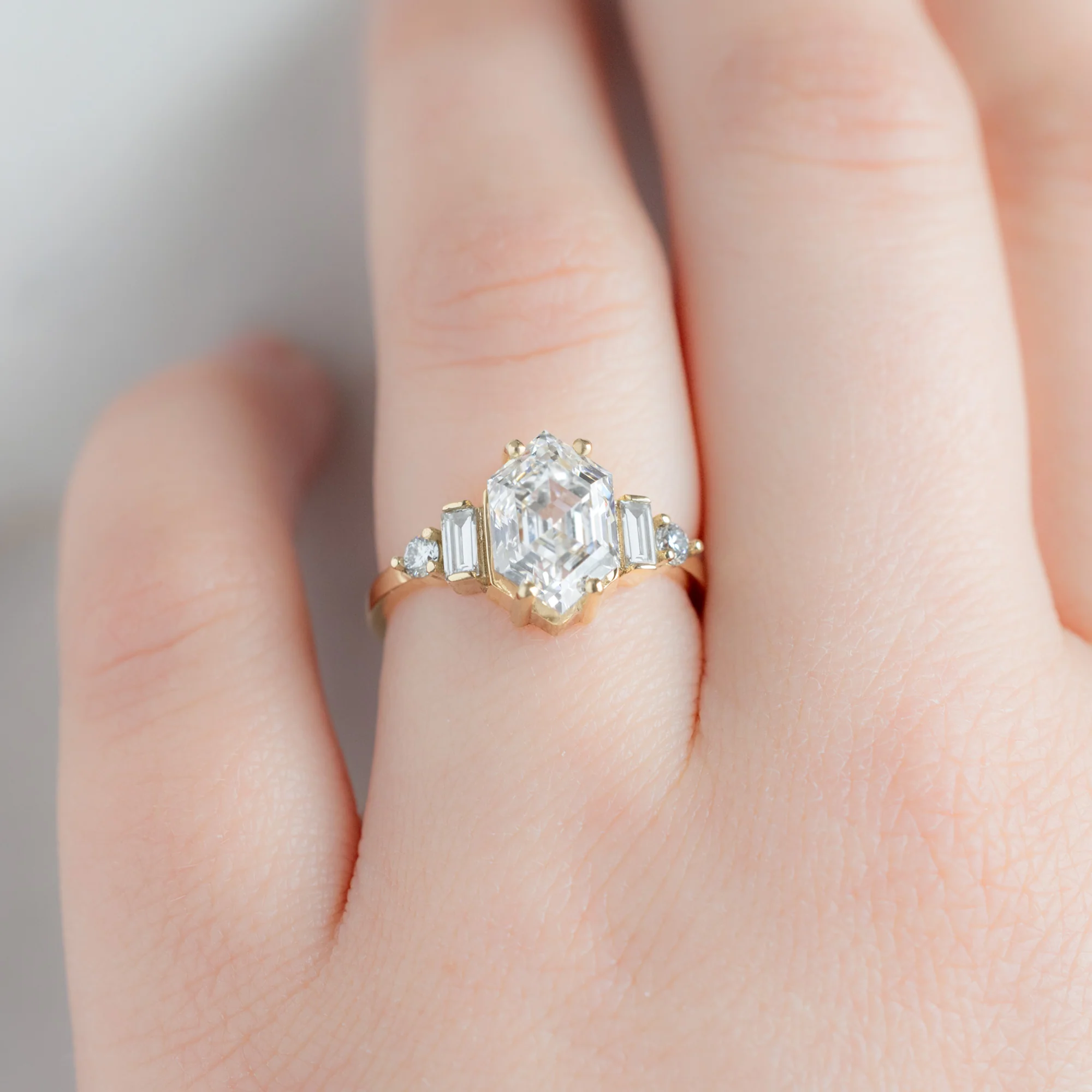 The Primrose Ring | 2.64ct Lab Grown Hexagon White Diamond in 14K Yellow Gold - Image 5