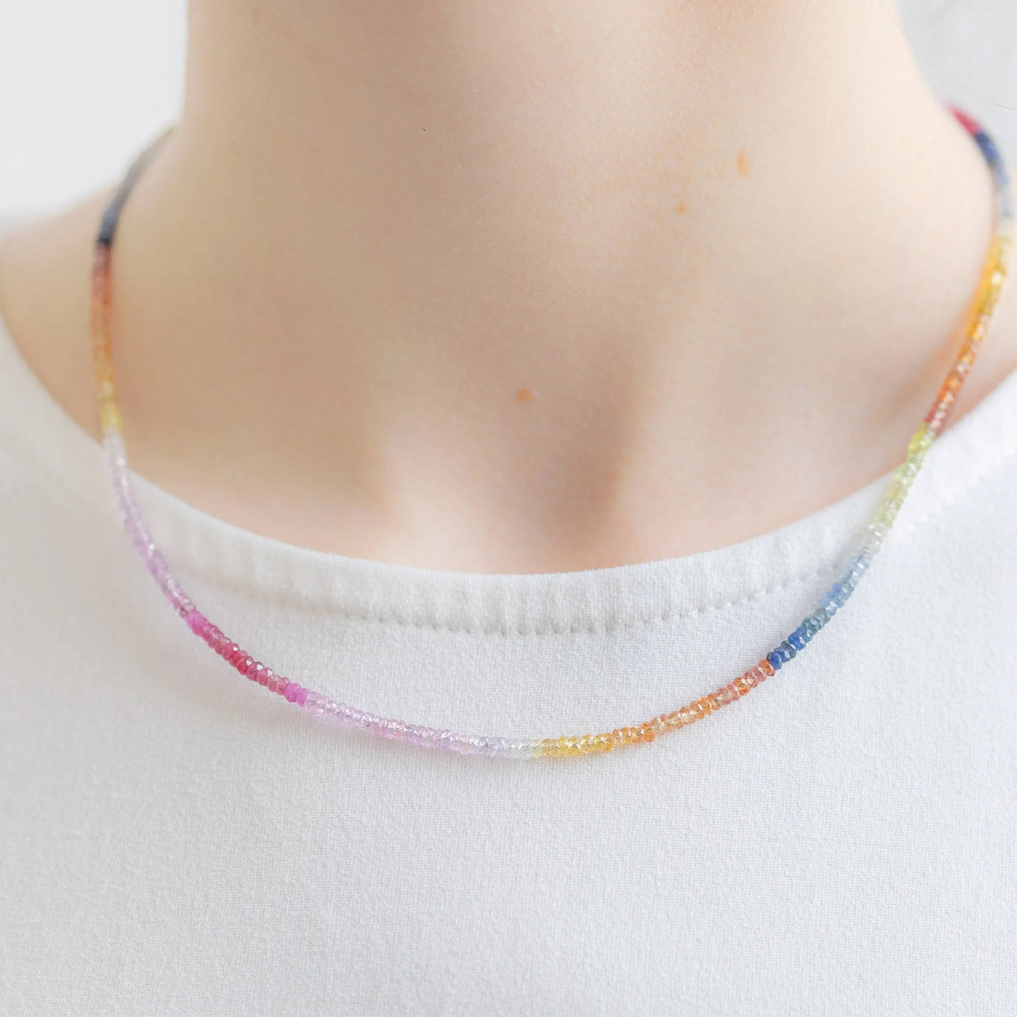 The Rainbow Sapphire Beaded Necklace | Yellow Gold - Image 2