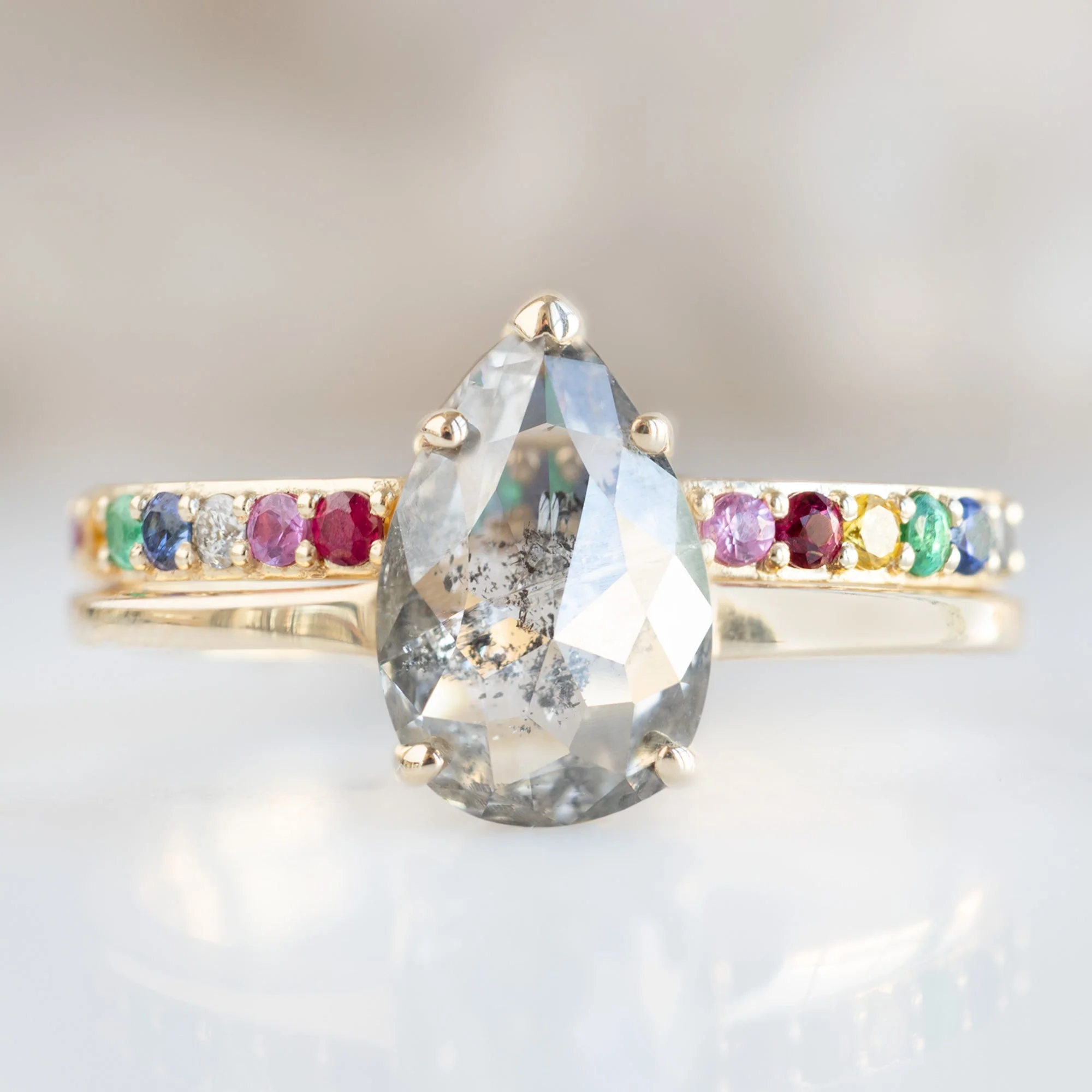 Rainbow Sapphire Pavé Eternity Band | Yellow, Rose or White Gold - Image 4