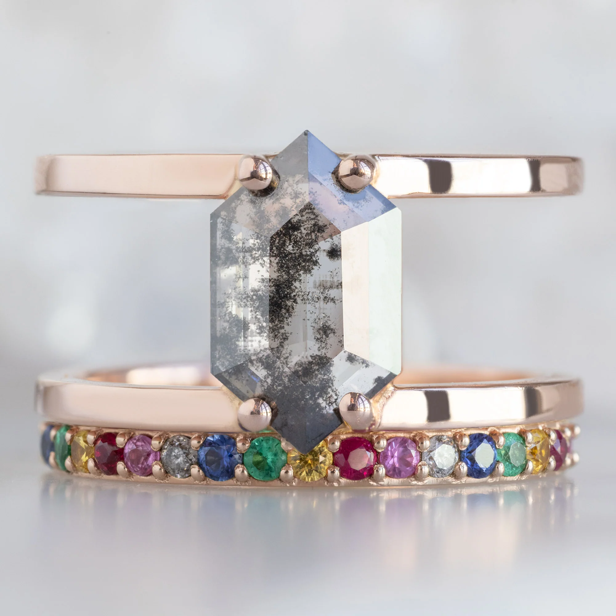 Rainbow Sapphire Pavé Eternity Band | Yellow, Rose or White Gold - Image 7