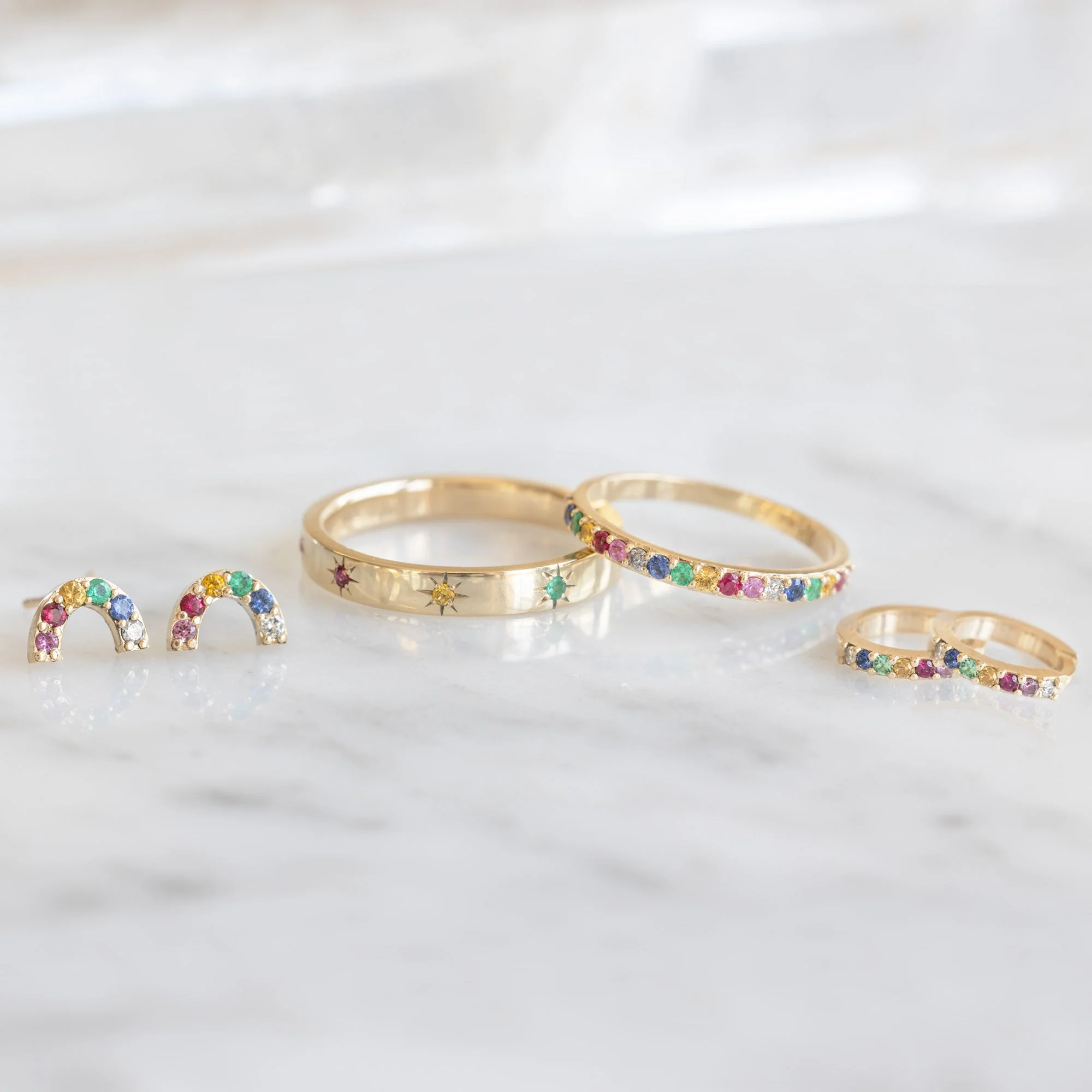 Rainbow Sapphire Pavé Eternity Band | Yellow, Rose or White Gold - Image 9