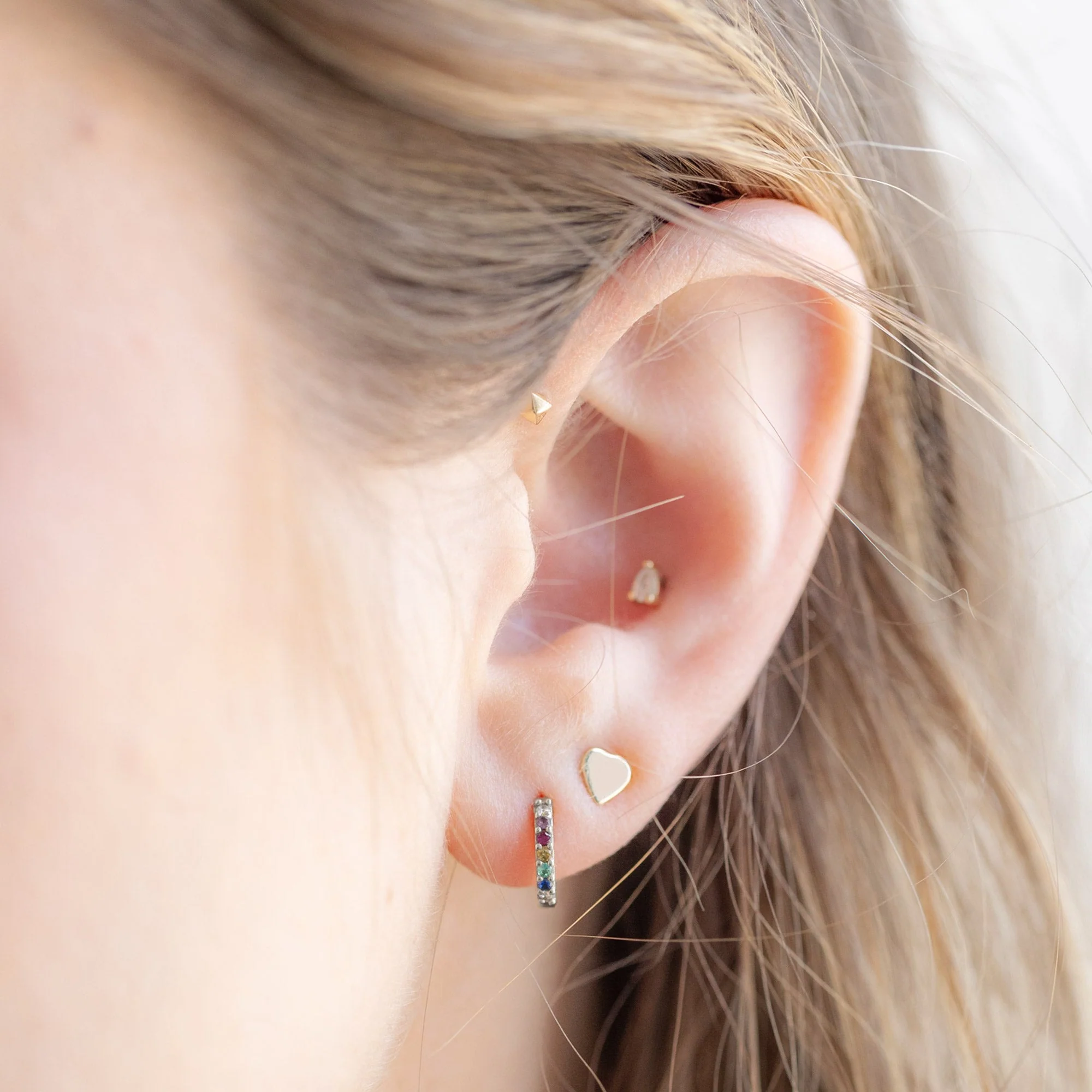 The Rainbow Sapphire Pavé Huggie Hoops | Yellow, Rose or White Gold - Image 10
