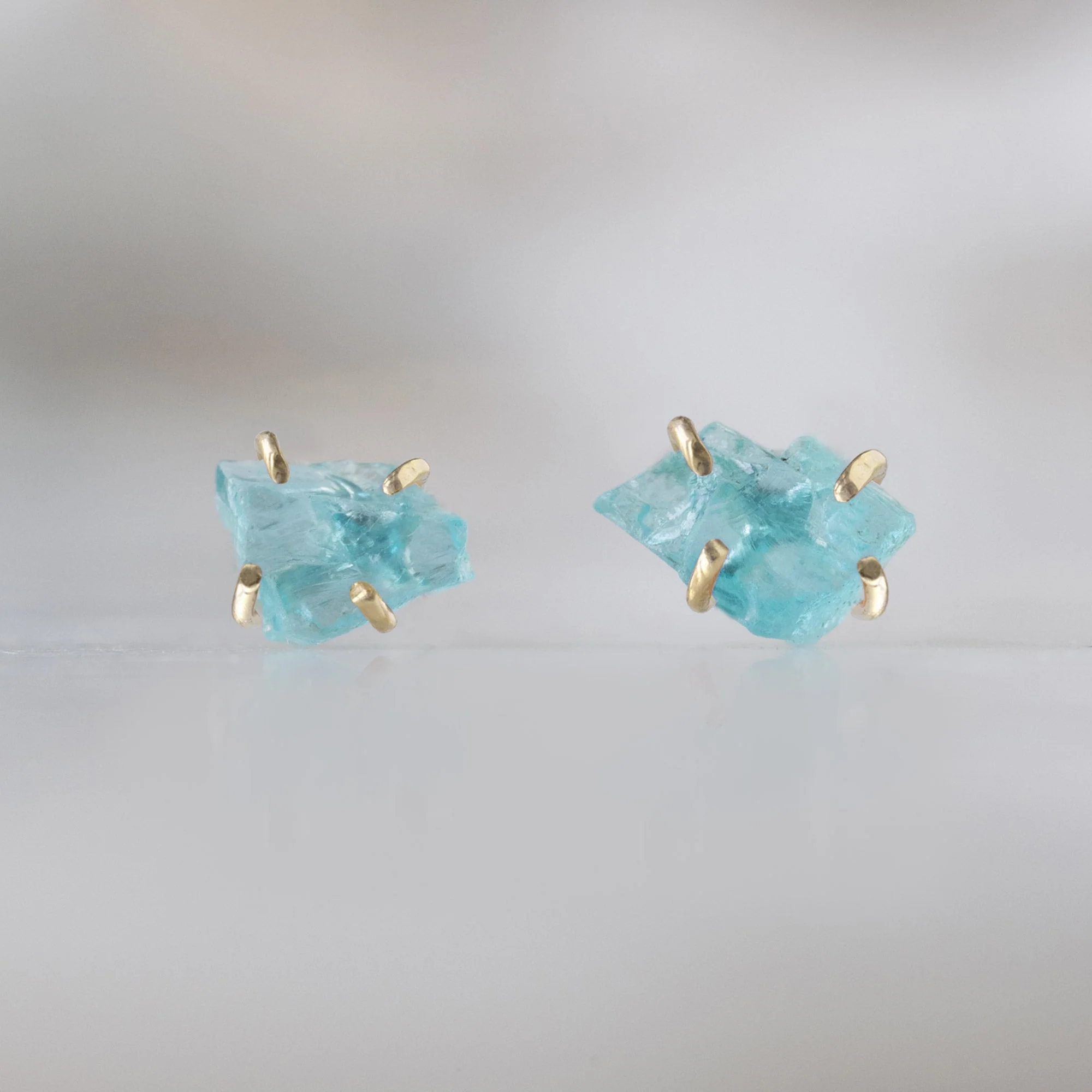 The Raw Aquamarine Stud Earrings | Yellow, Rose or Sterling Silver - Image 7