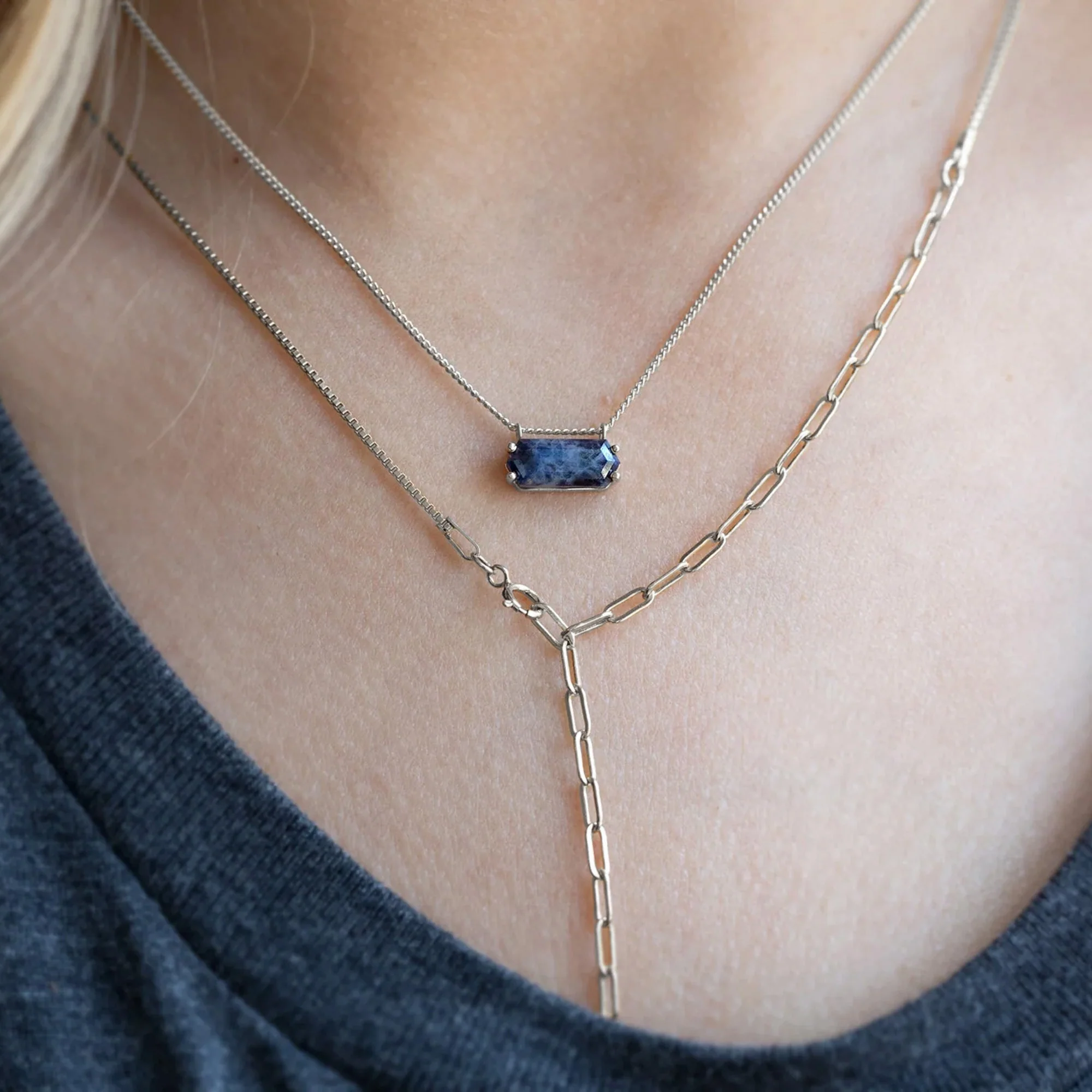 The Raw Sapphire Hexagon Necklace | Yellow, Rose, White or Sterling Silver - Image 11