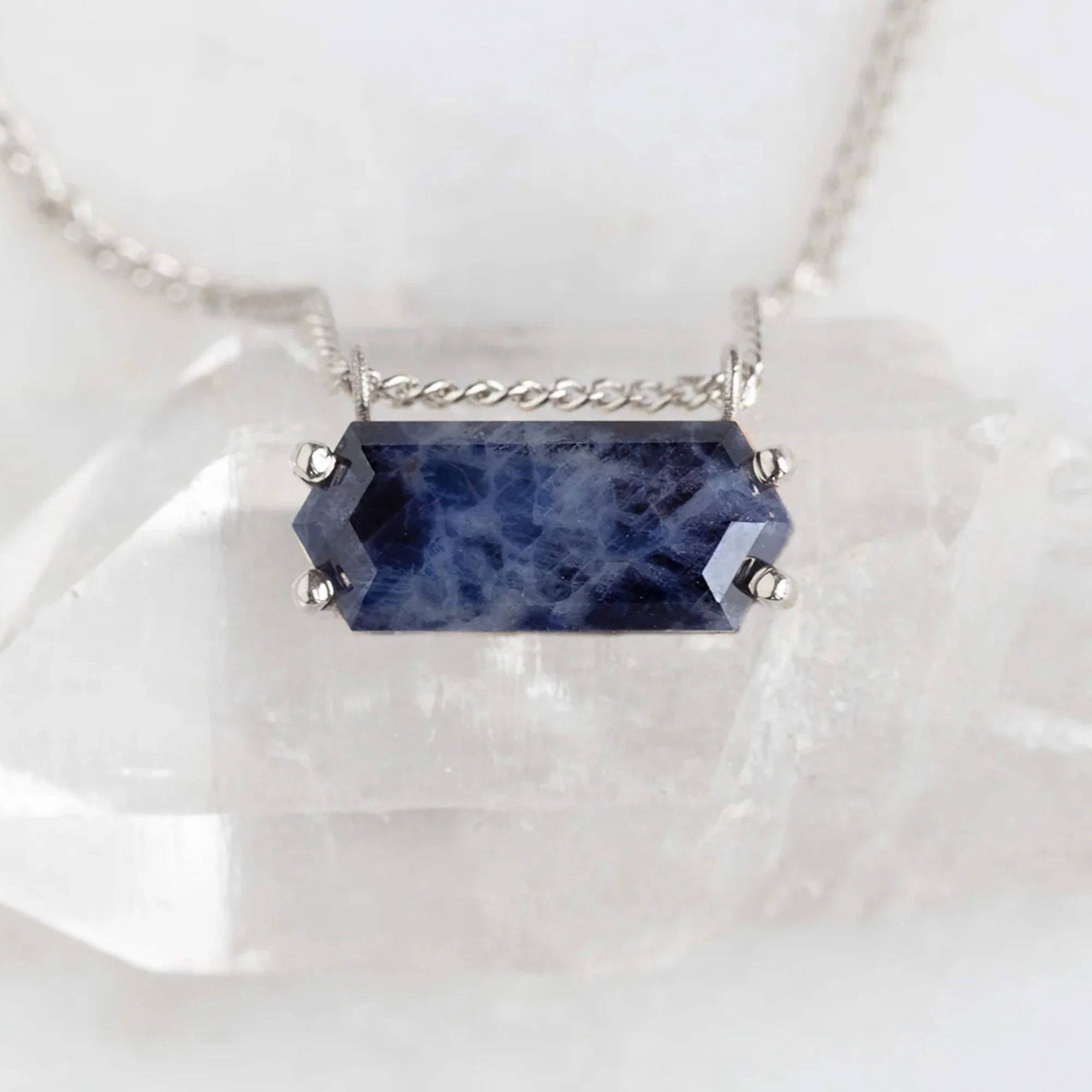 The Raw Sapphire Hexagon Necklace | Yellow, Rose, White or Sterling Silver - Image 9