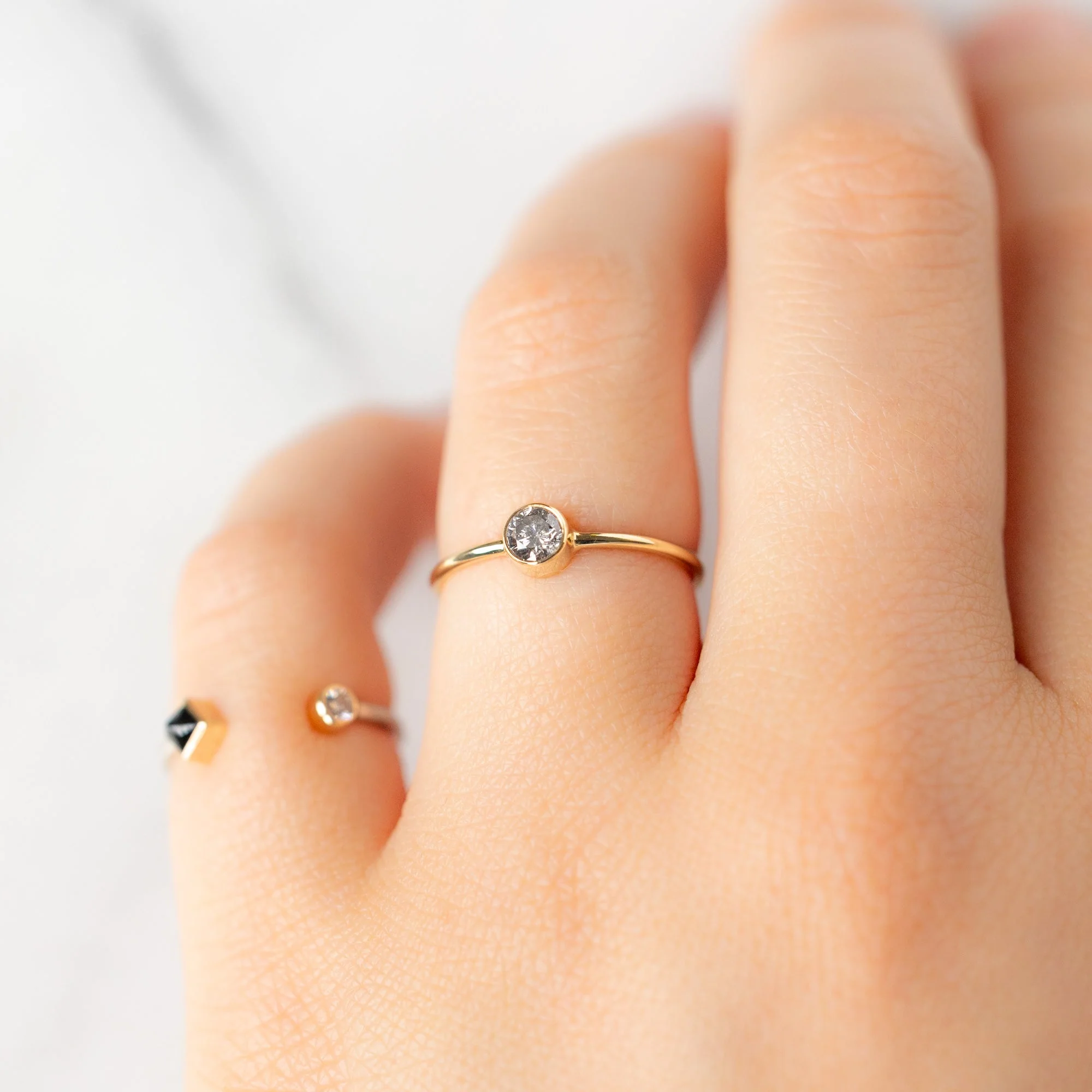 Salt and Pepper Diamond Stacking Ring | Yellow, Rose or White Gold - Image 3
