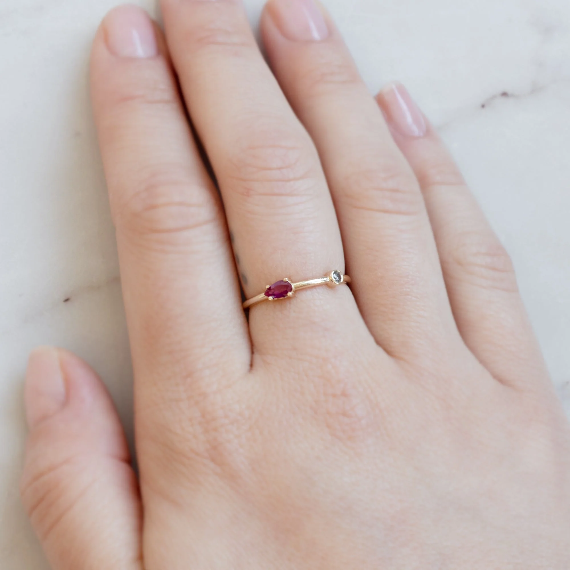 The Ruby + Diamond Horizon Ring | Yellow Gold - Image 2