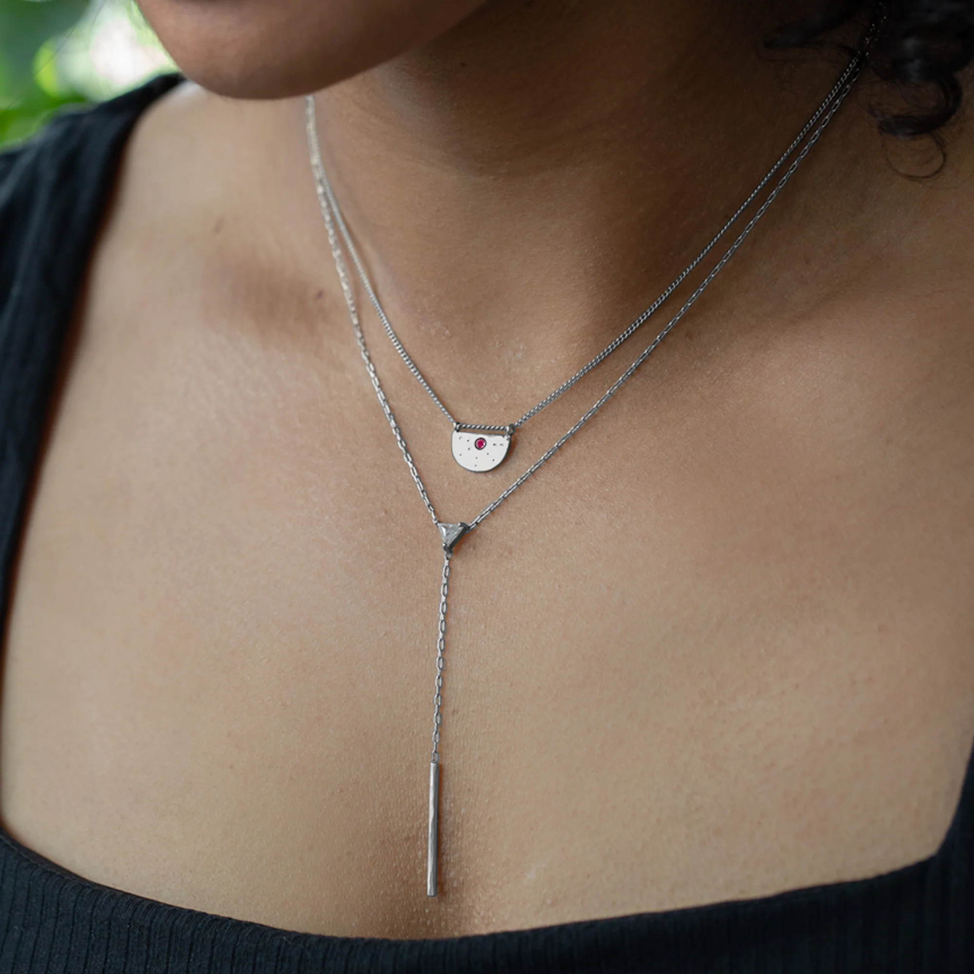 The Ruby Half Moon Stardust Necklace | Yellow, Rose or Sterling Silver - Image 6