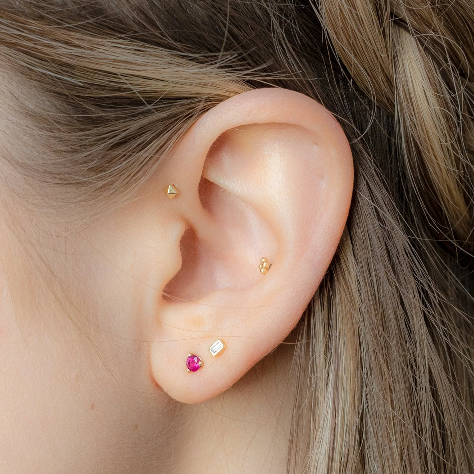 The Ruby Stud Earrings | Yellow Gold - Image 2