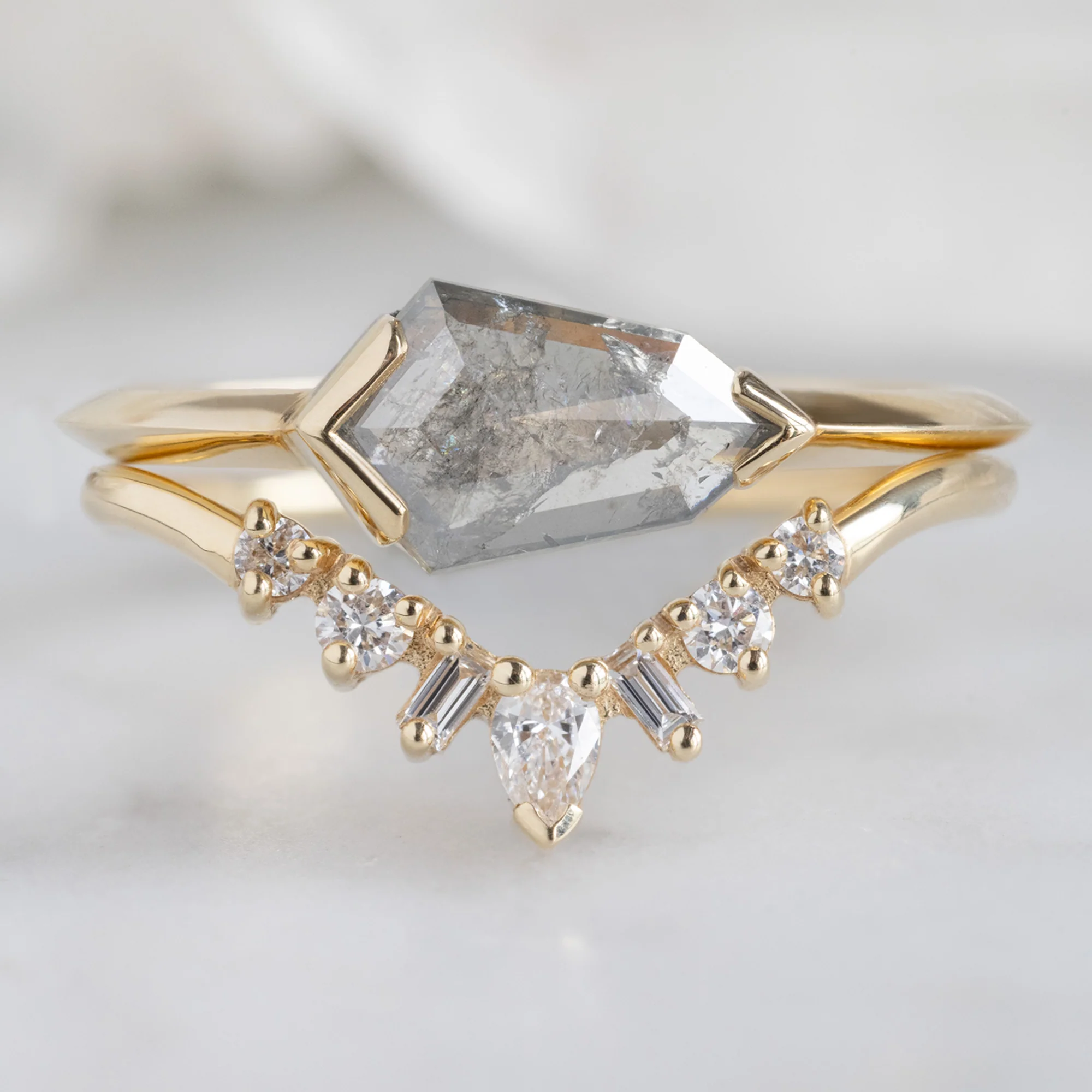 The Sage Ring | 0.62ct Geometric Salt and Pepper Diamond in 14K Yellow Gold - Image 3