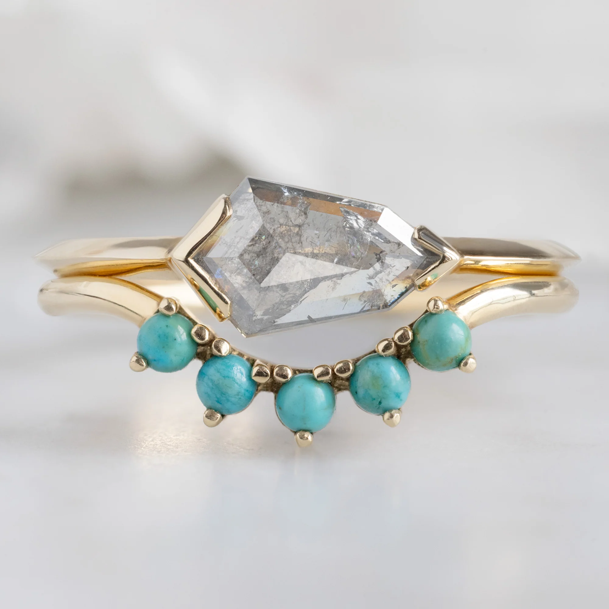 The Sage Ring | 0.62ct Geometric Salt and Pepper Diamond in 14K Yellow Gold - Image 4