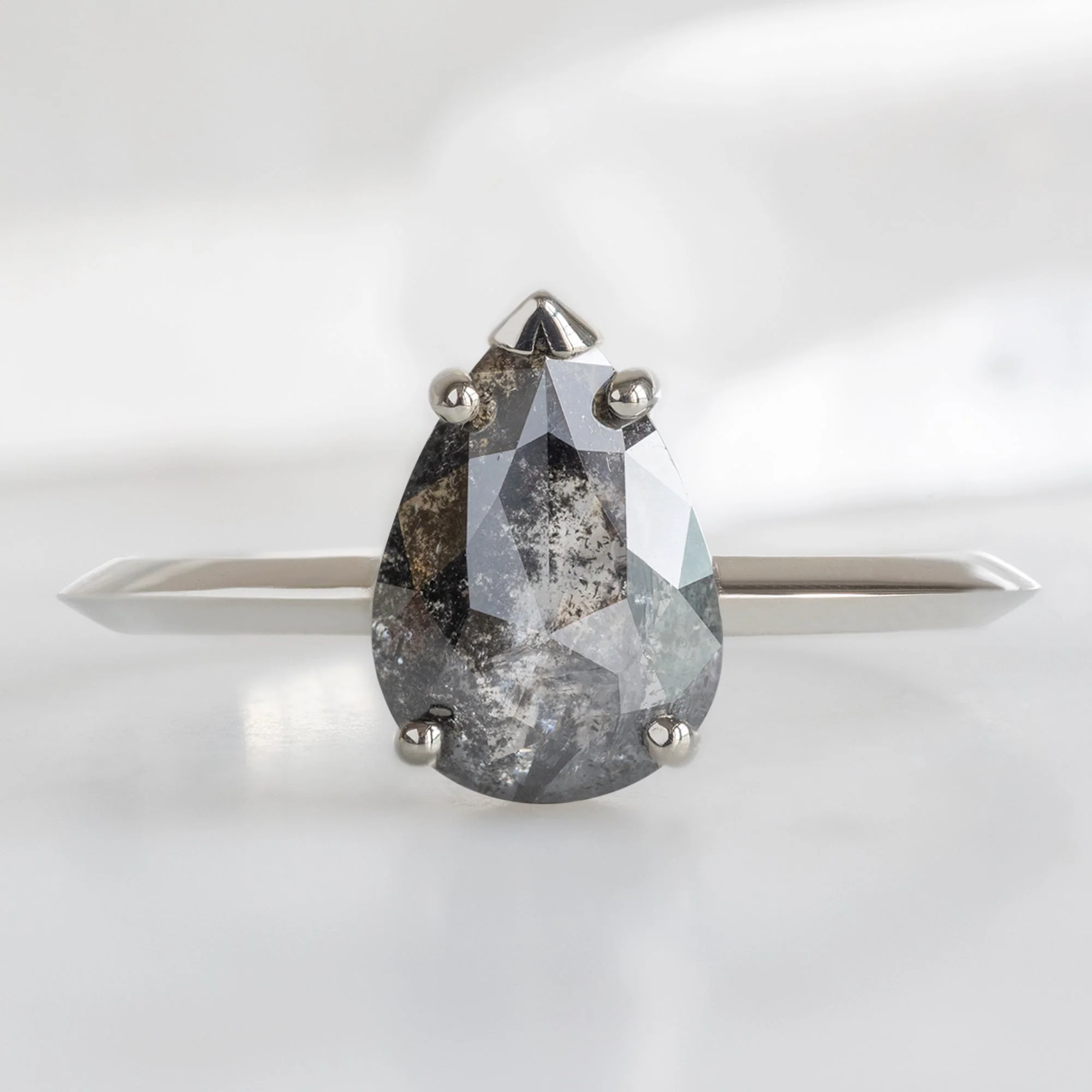 The Sage Ring | 1.10ct Pear Black Diamond in 14K White Gold