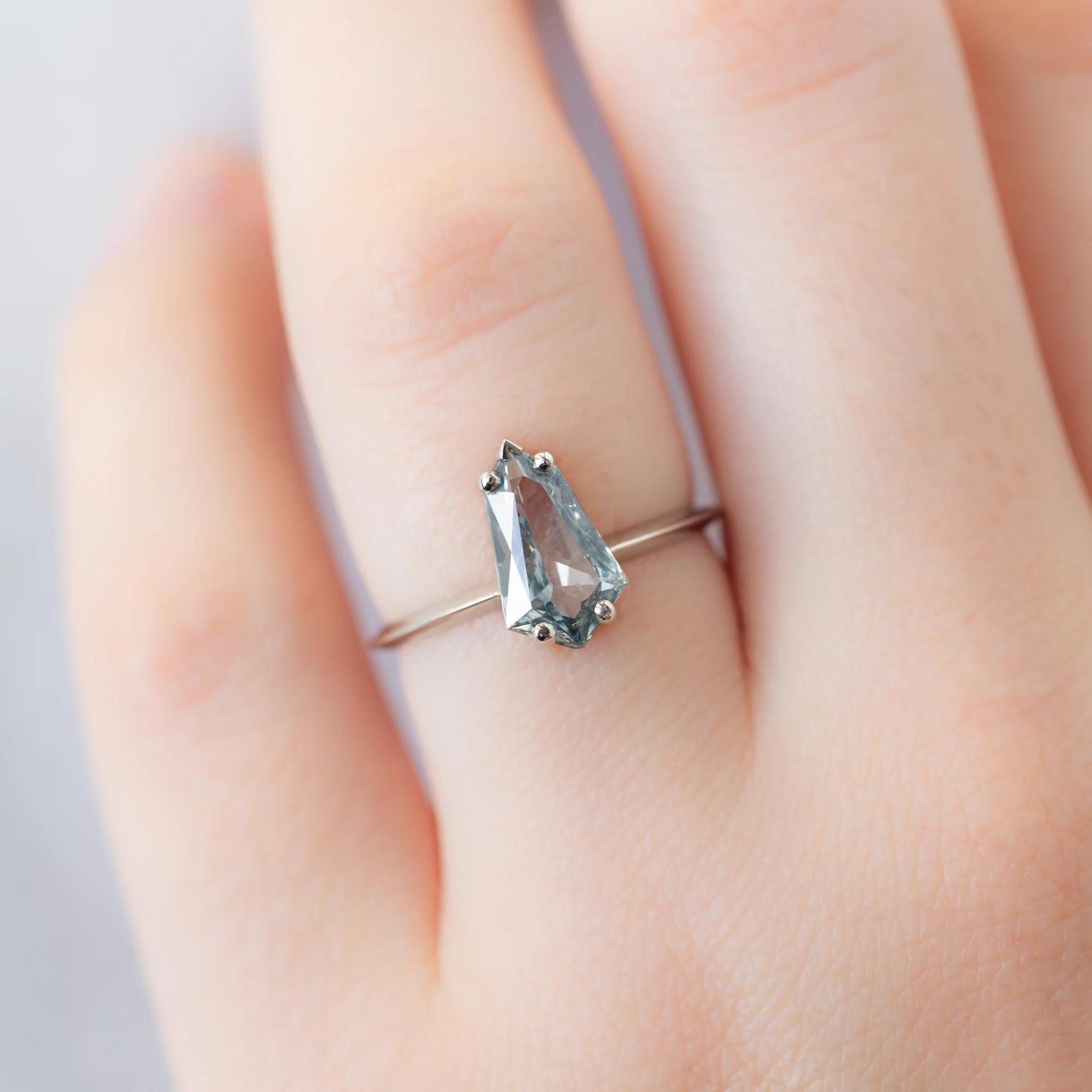 The Sage Ring | 1.44ct Geometric Blue Sapphire in 14K White Gold - Image 4
