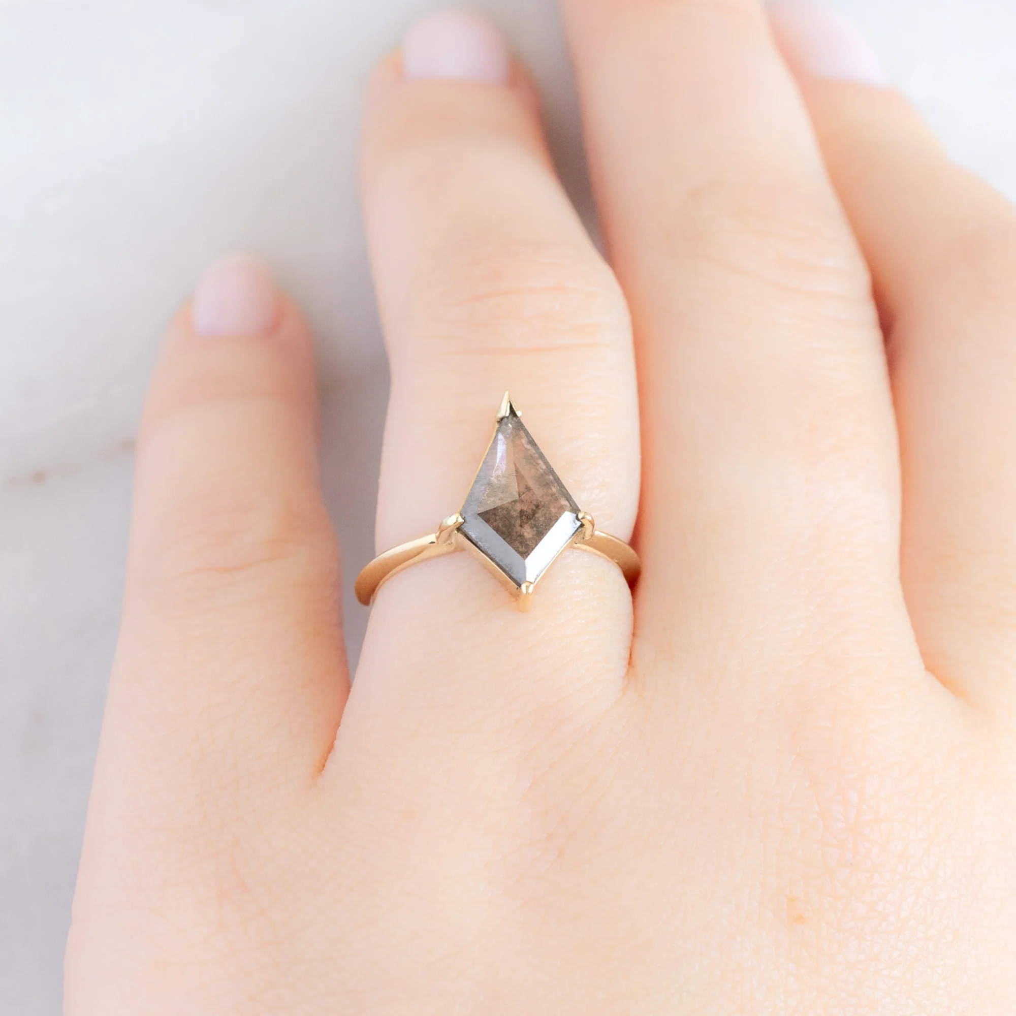The Sage Ring | 1.4ct Lab Grown Salt and Pepper Kite in 14K Yellow Gold - Image 2