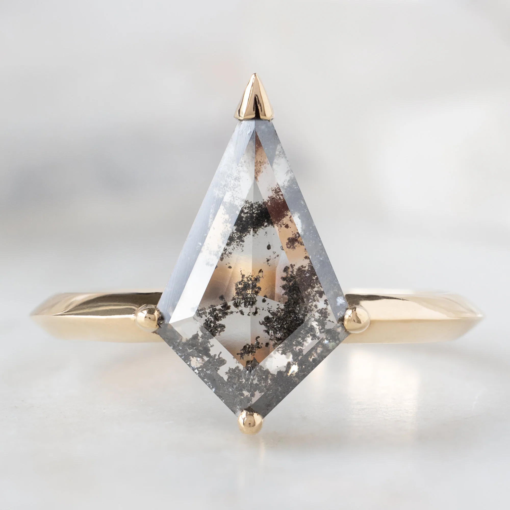 The Sage Ring | 1.73ct Lab Grown Salt and Pepper Kite Diamond in 14K Yellow Gold