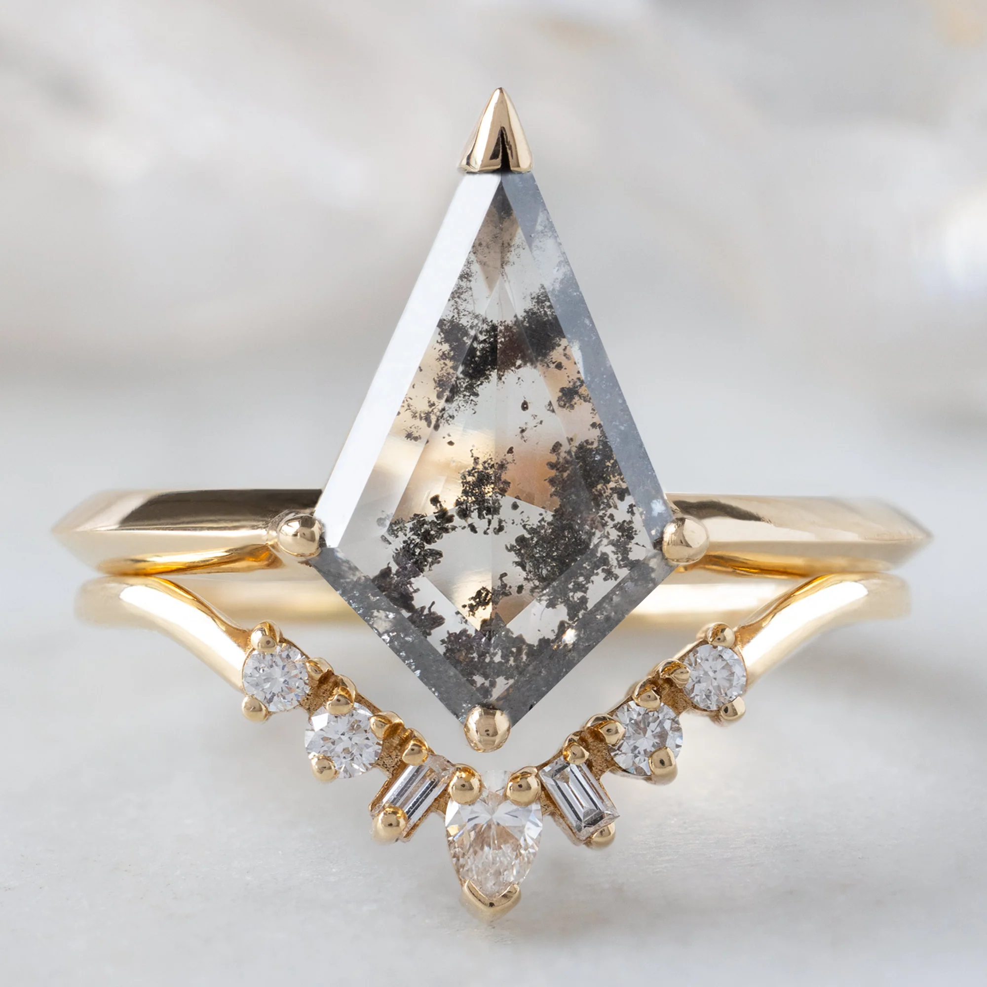 The Sage Ring | 1.73ct Lab Grown Salt and Pepper Kite Diamond in 14K Yellow Gold - Image 4
