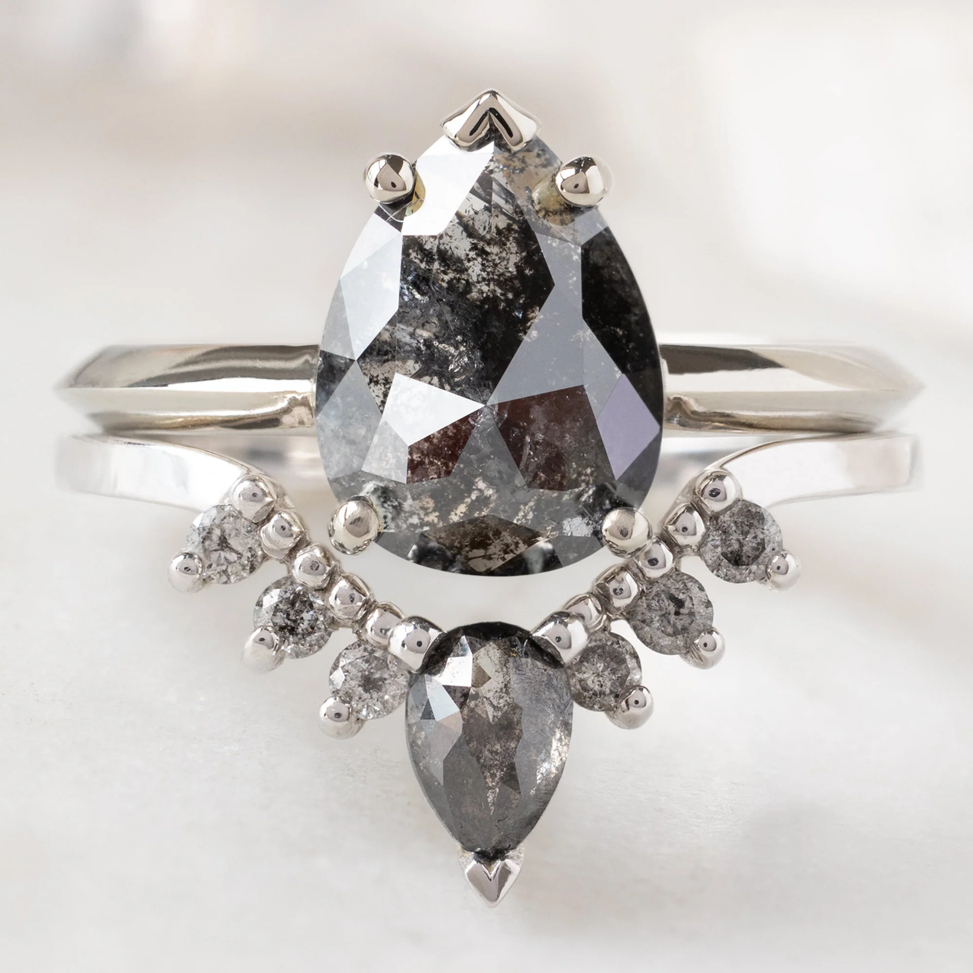 The Sage Ring | 1.83ct Pear Black Diamond in 14K White Gold - Image 3