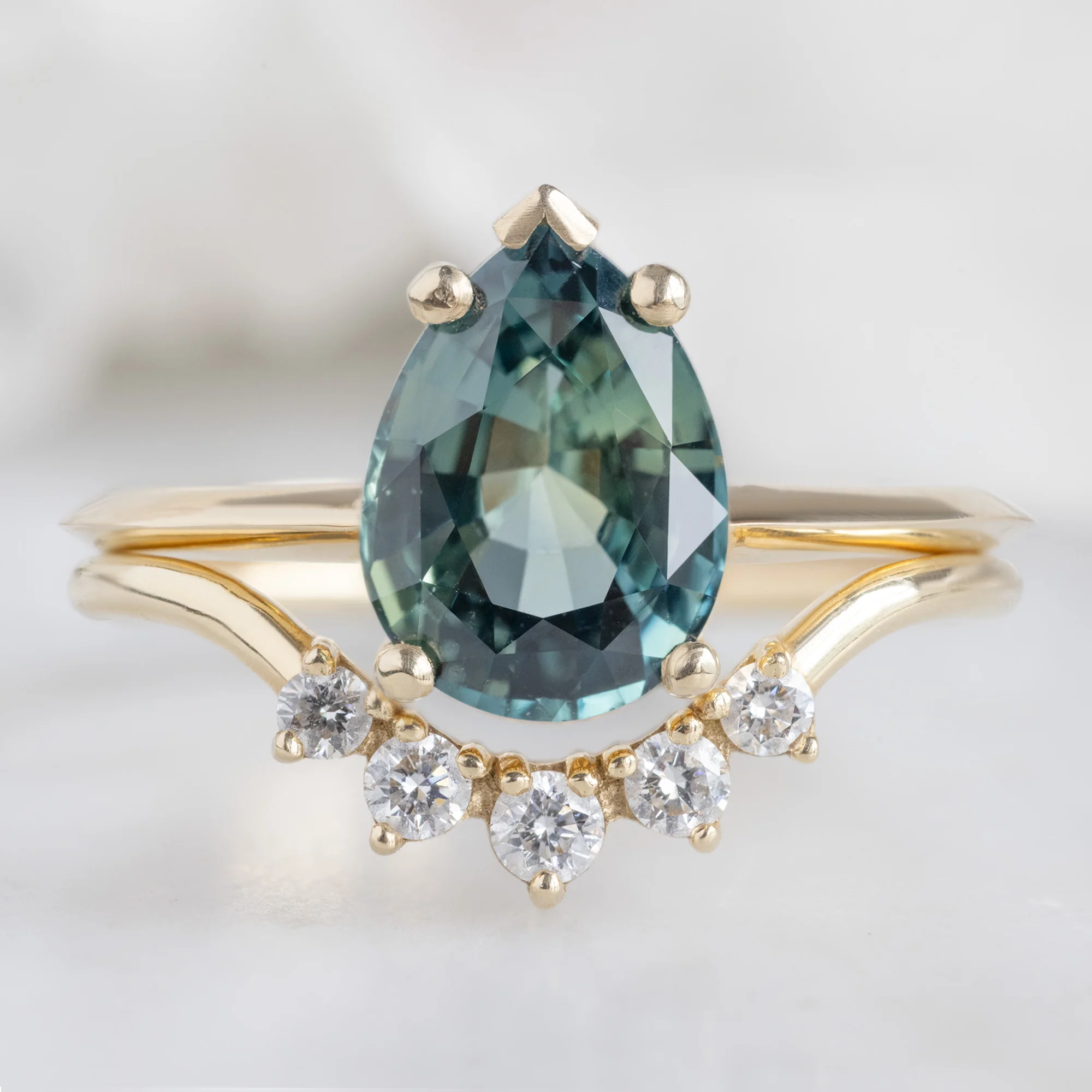 The Sage Ring | 2.04ct Pear Teal Sapphire in 14K Yellow Gold - Image 3