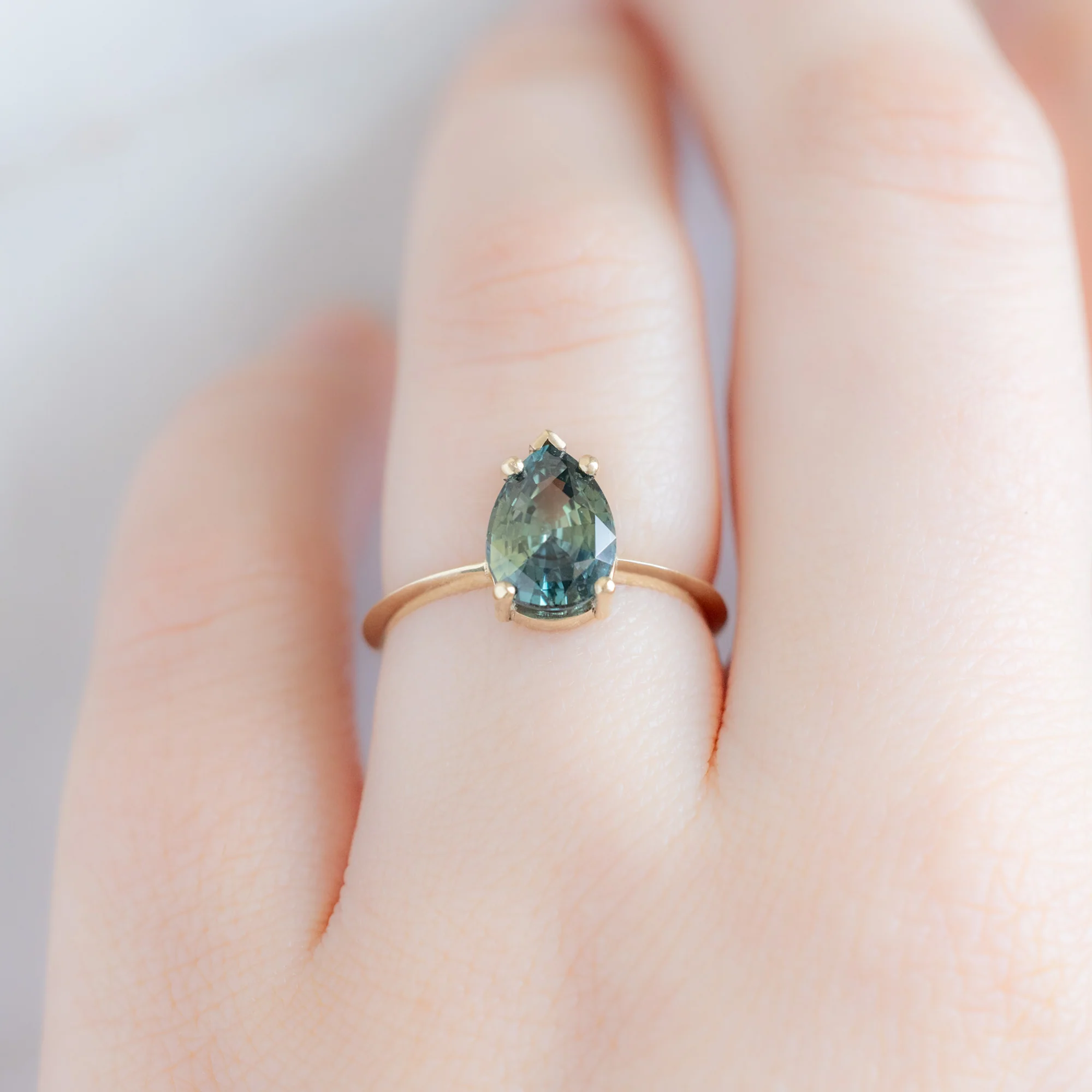 The Sage Ring | 2.04ct Pear Teal Sapphire in 14K Yellow Gold - Image 5