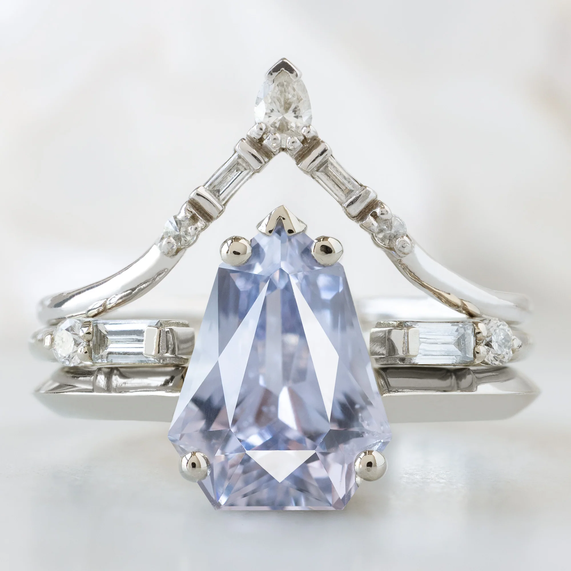 The Sage Ring | 2.33ct Geometric Periwinkle Sapphire in 14K White Gold - Image 2