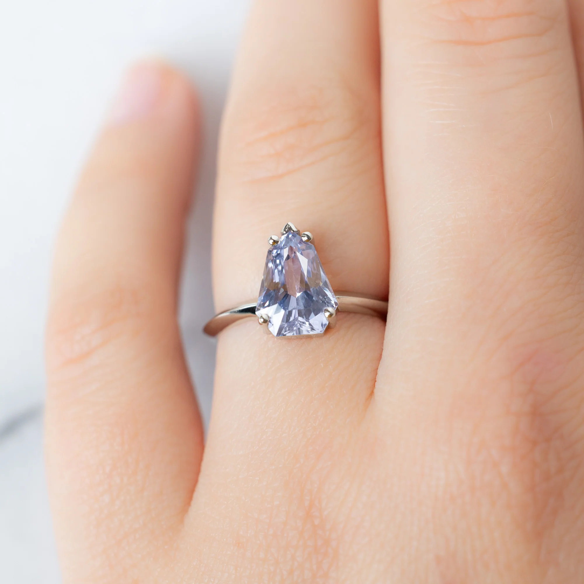 The Sage Ring | 2.33ct Geometric Periwinkle Sapphire in 14K White Gold - Image 4
