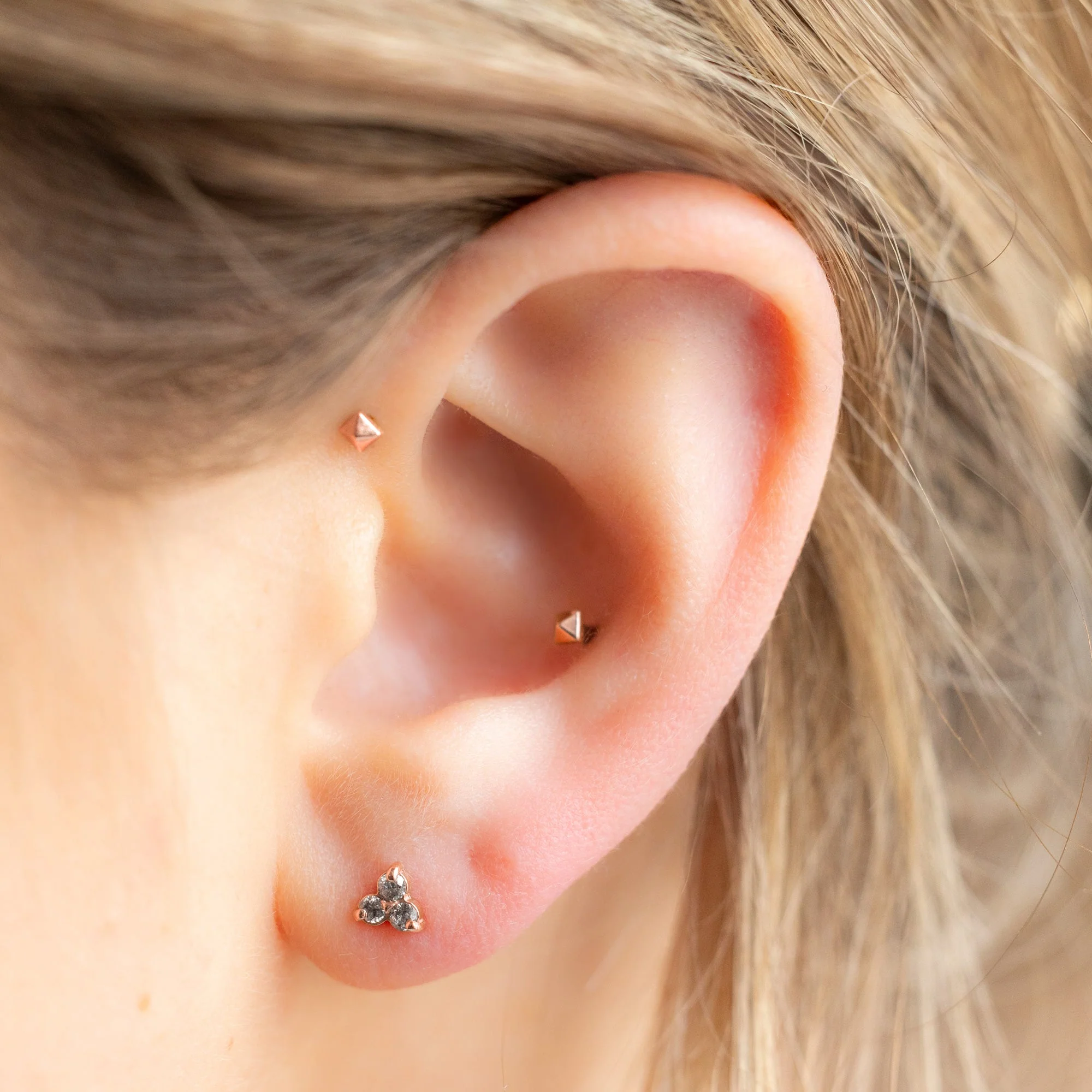 The Salt and Pepper Diamond Cluster Stud Earrings | Yellow, Rose or White Gold - Image 6