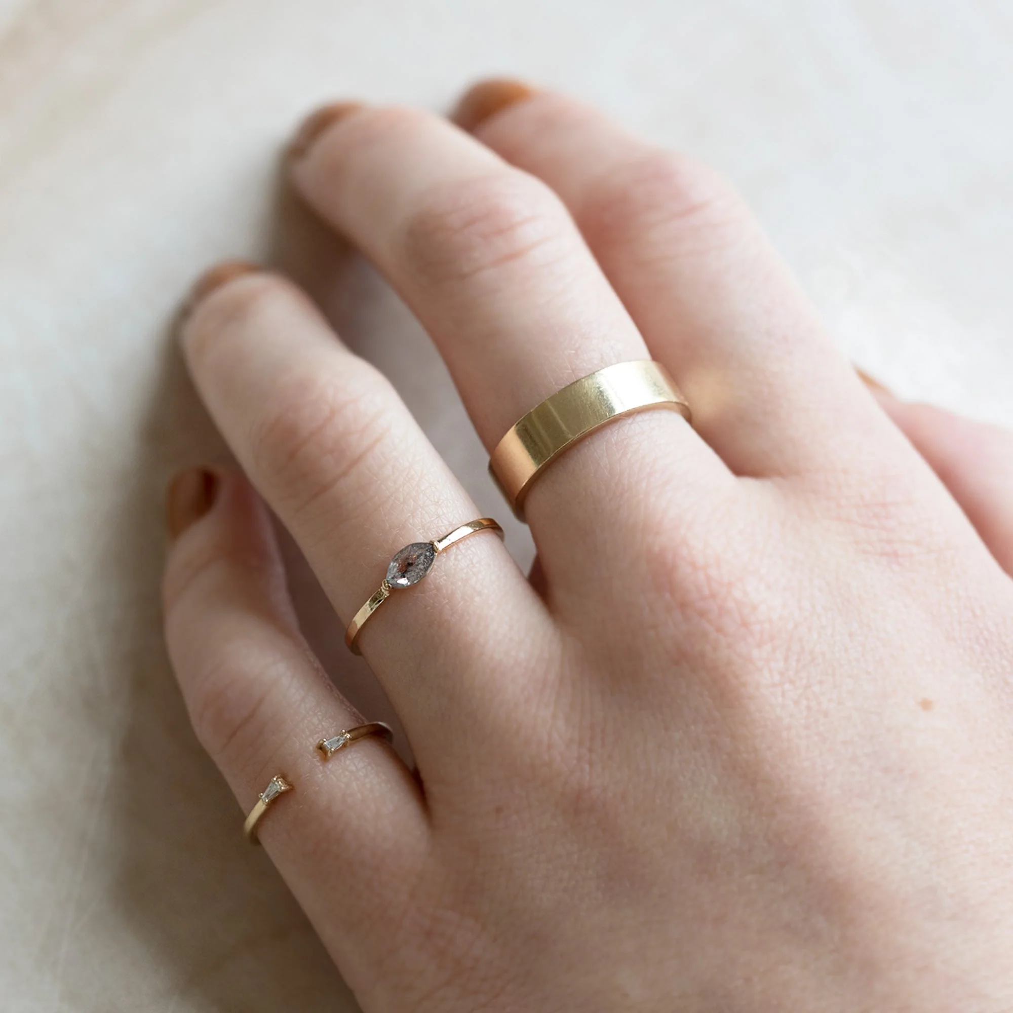 The Salt and Pepper Diamond Eye Ring | Yellow, Rose or White Gold - Image 3