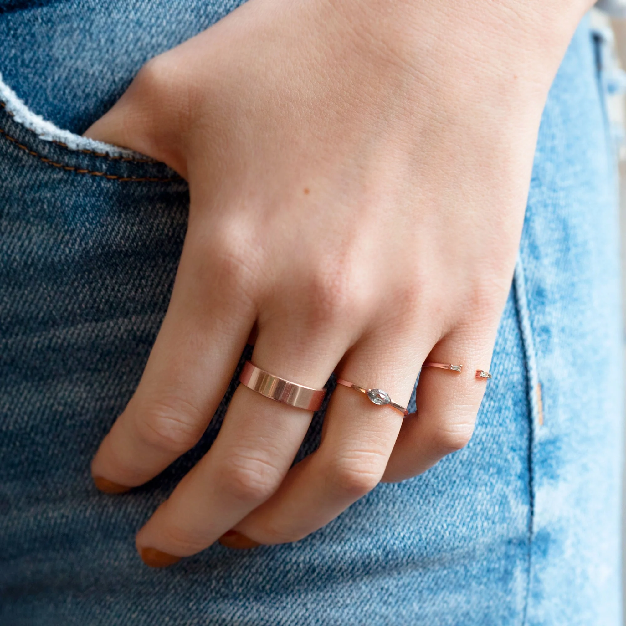 The Salt and Pepper Diamond Eye Ring | Yellow, Rose or White Gold - Image 5
