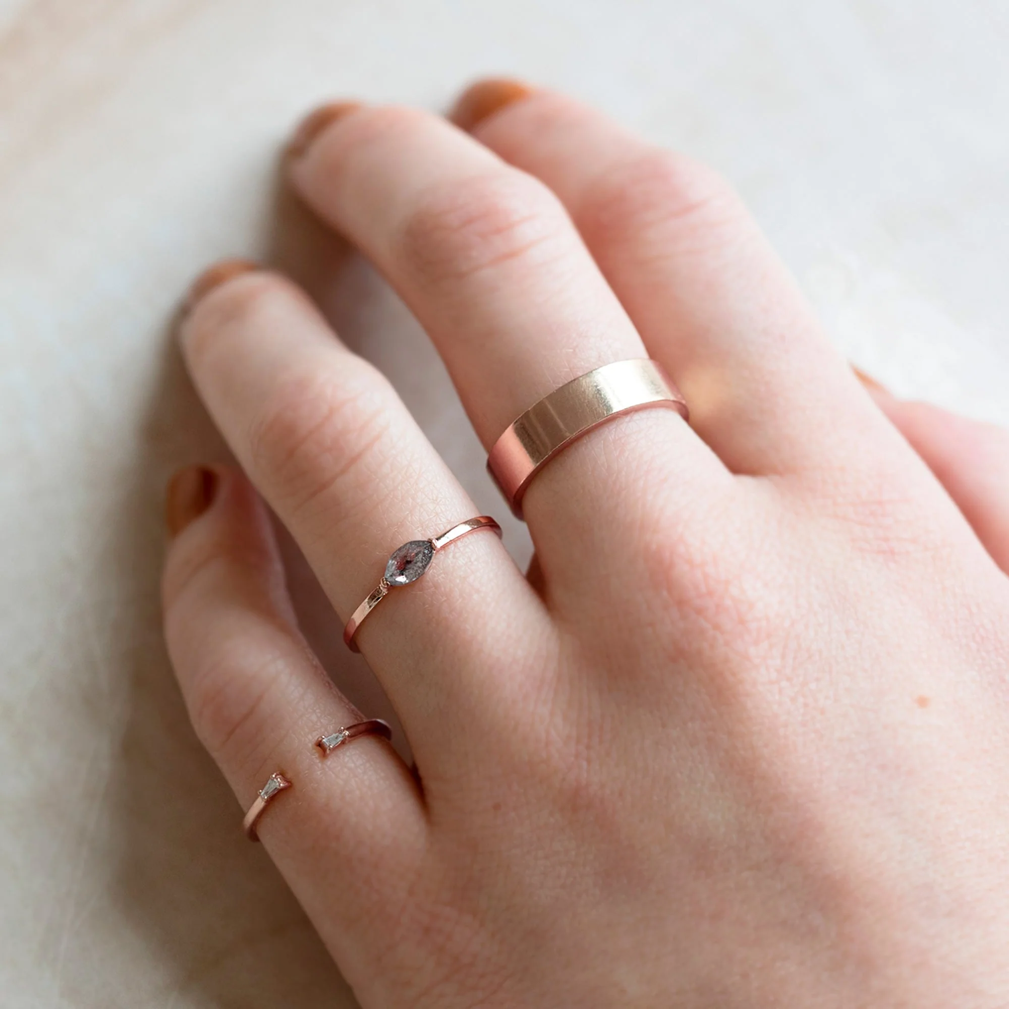 The Salt and Pepper Diamond Eye Ring | Yellow, Rose or White Gold - Image 6