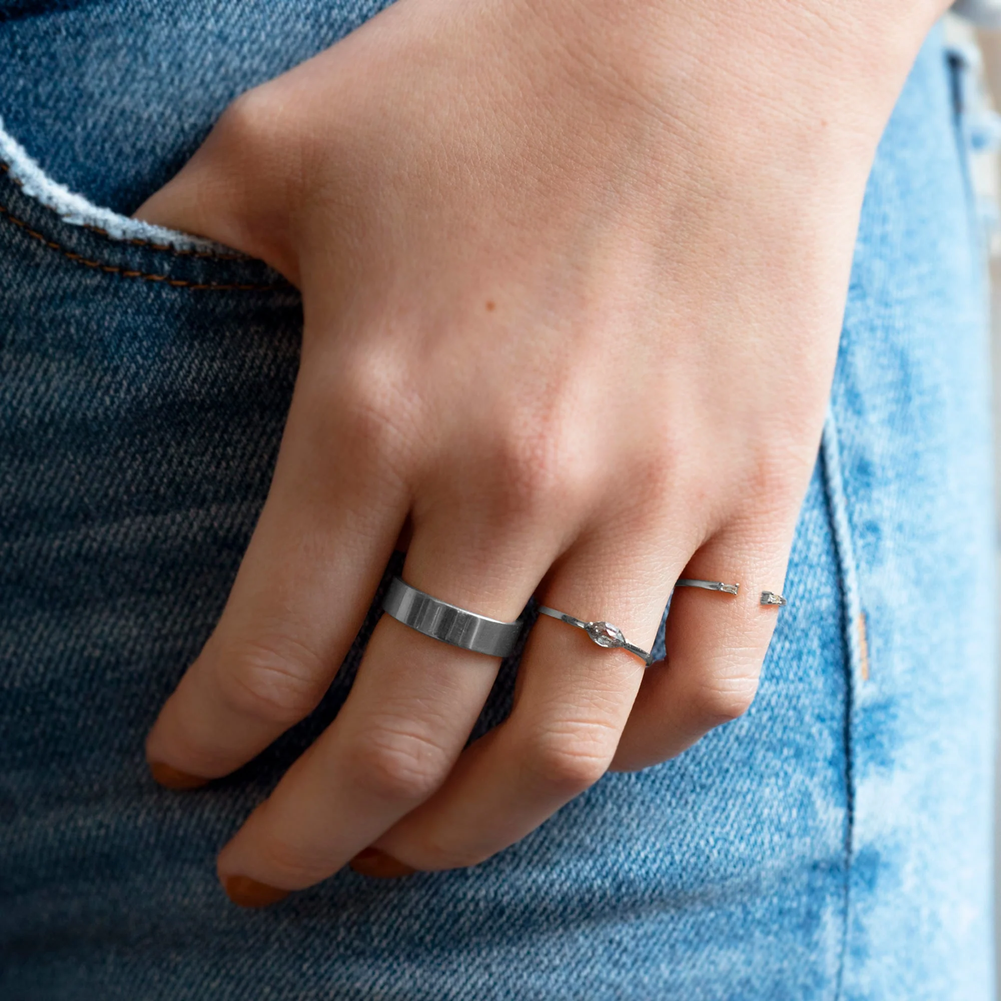 The Salt and Pepper Diamond Eye Ring | Yellow, Rose or White Gold - Image 8