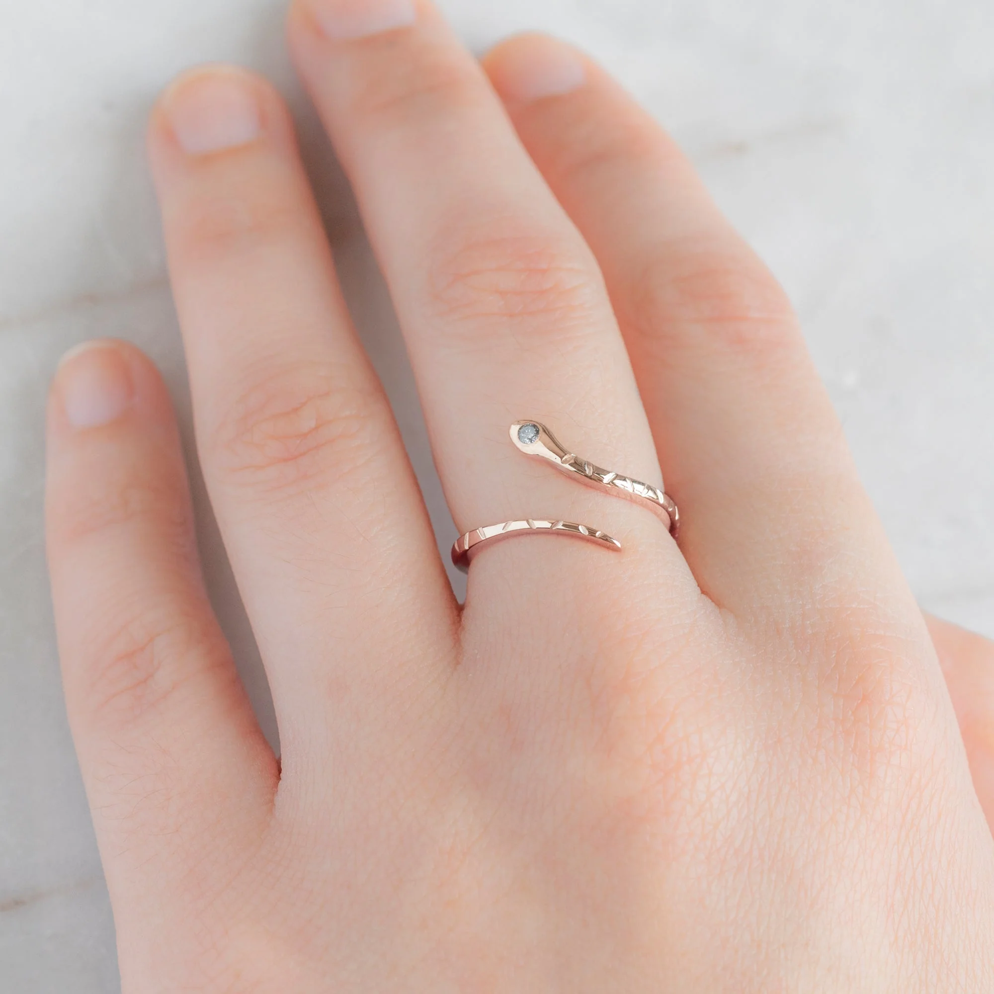 The Salt and Pepper Diamond Serpent Ring | Yellow, Rose or White Gold - Image 8