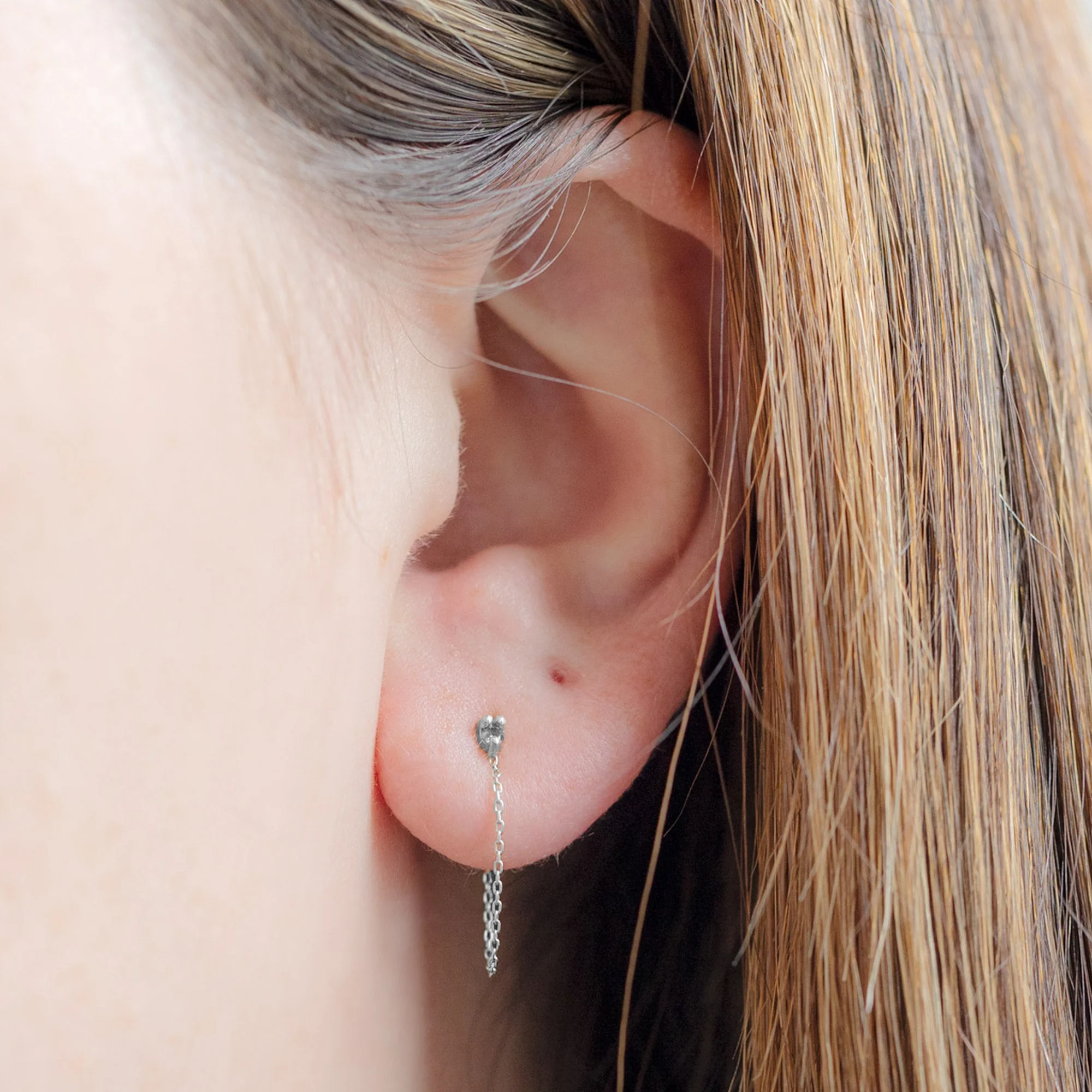 The Salt and Pepper Diamond Sunburst Chain Hoops | Yellow, Rose or White Gold - Image 5