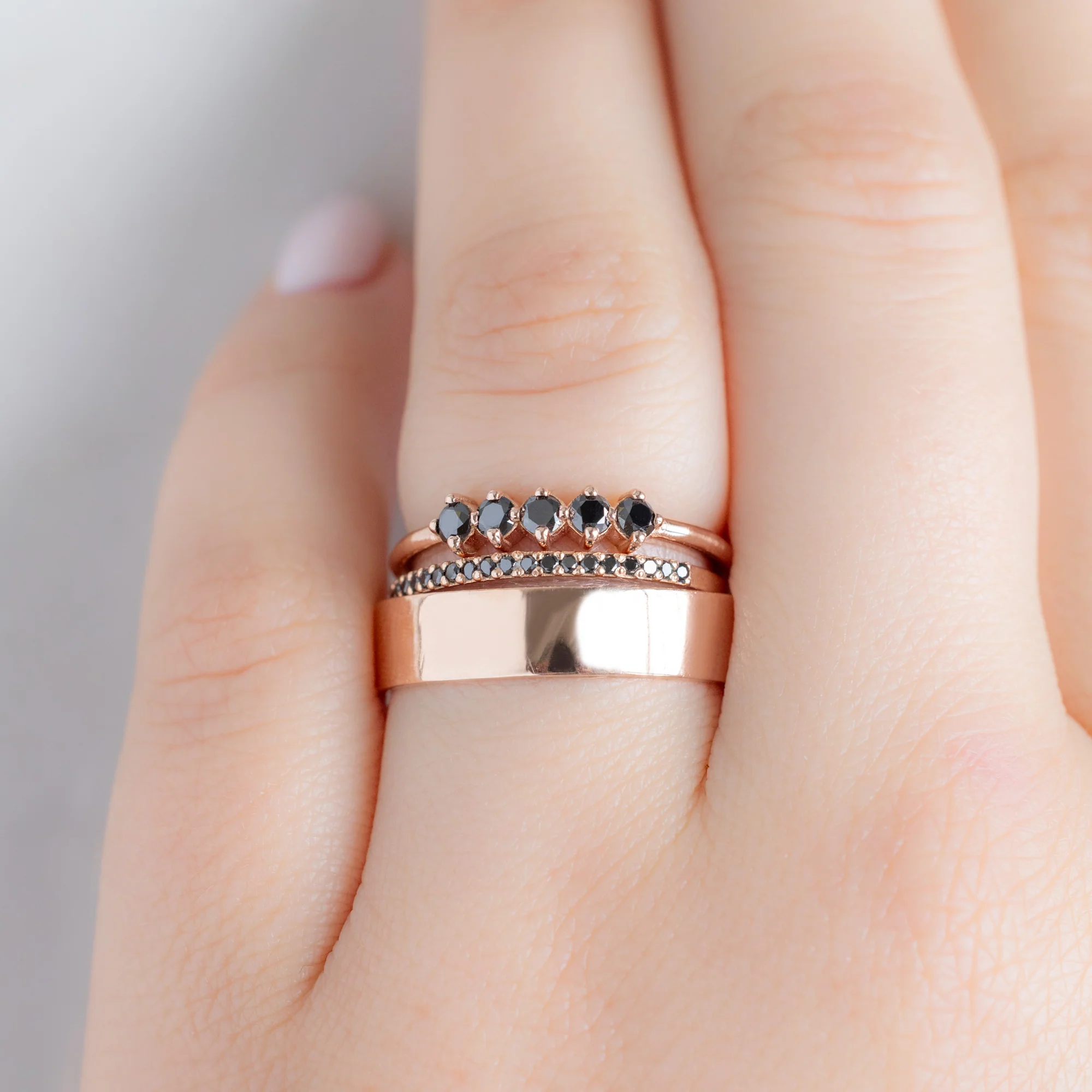 The Sequent Black Diamond Wedding Band | Yellow, Rose or White Gold - Image 3