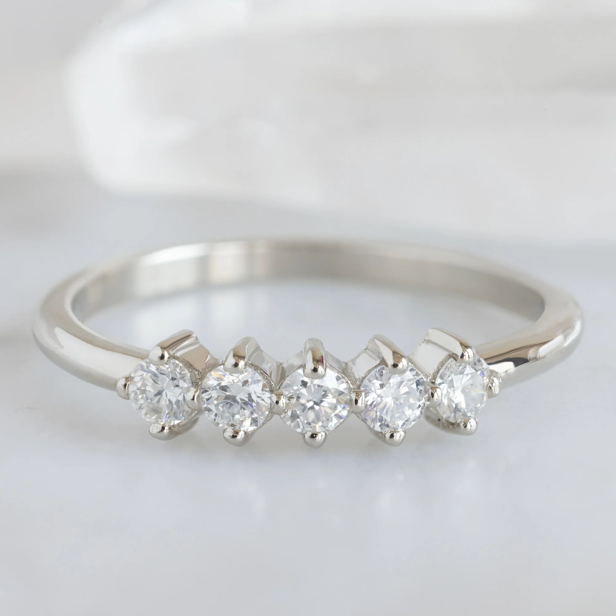 The Sequent White Diamond Wedding Band | Yellow, Rose or White Gold - Image 10