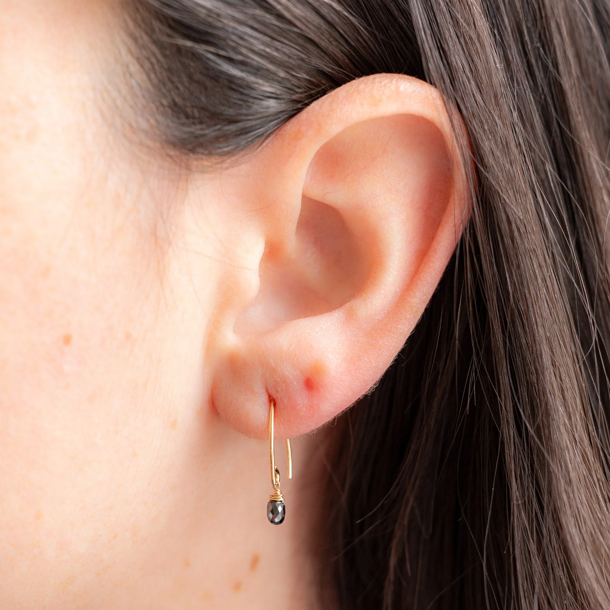 The Simple Black Diamond Drop Earrings | Yellow, Rose or Sterling Silver - Image 8