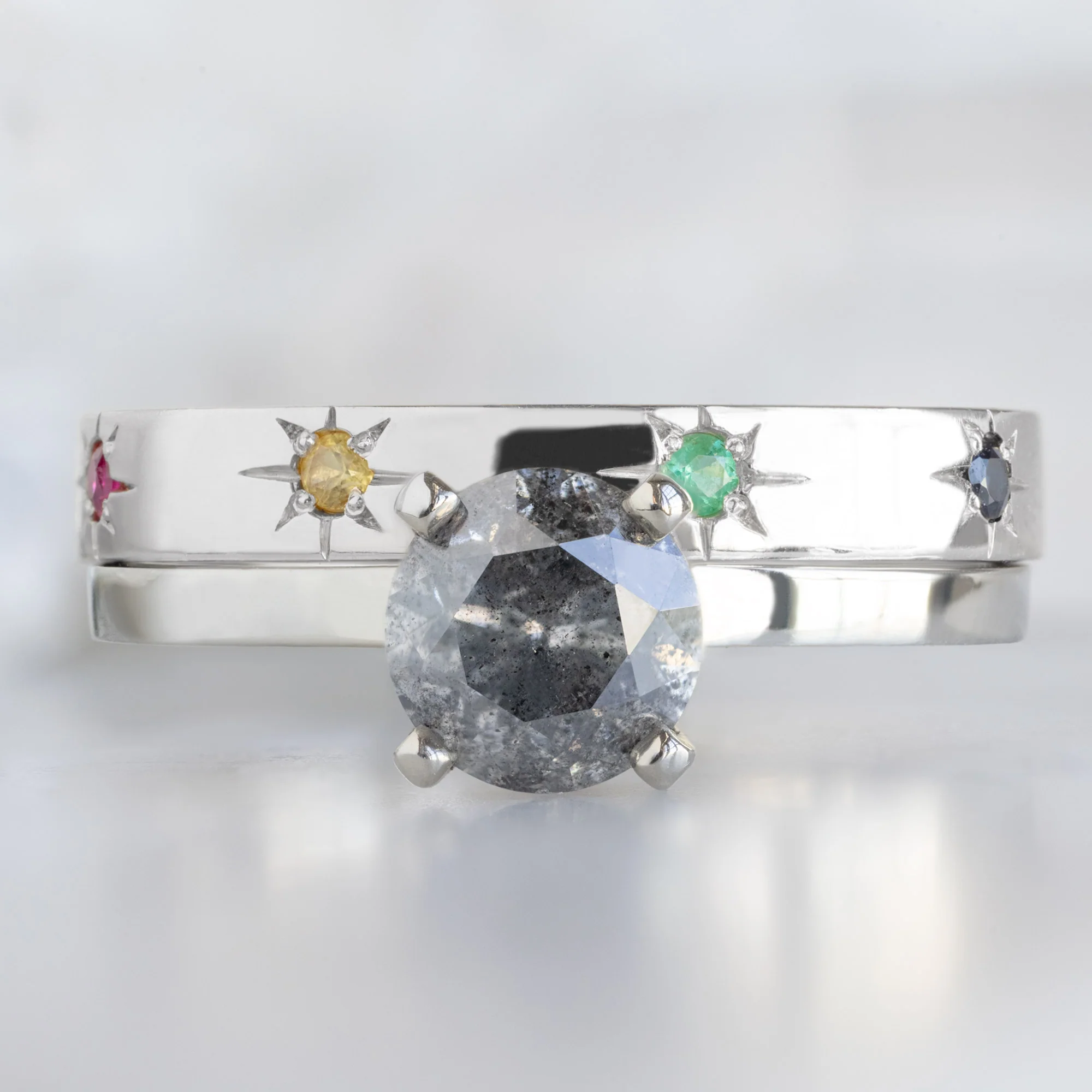 Star-Set Rainbow Sapphire Band | Yellow, Rose or White Gold - Image 7
