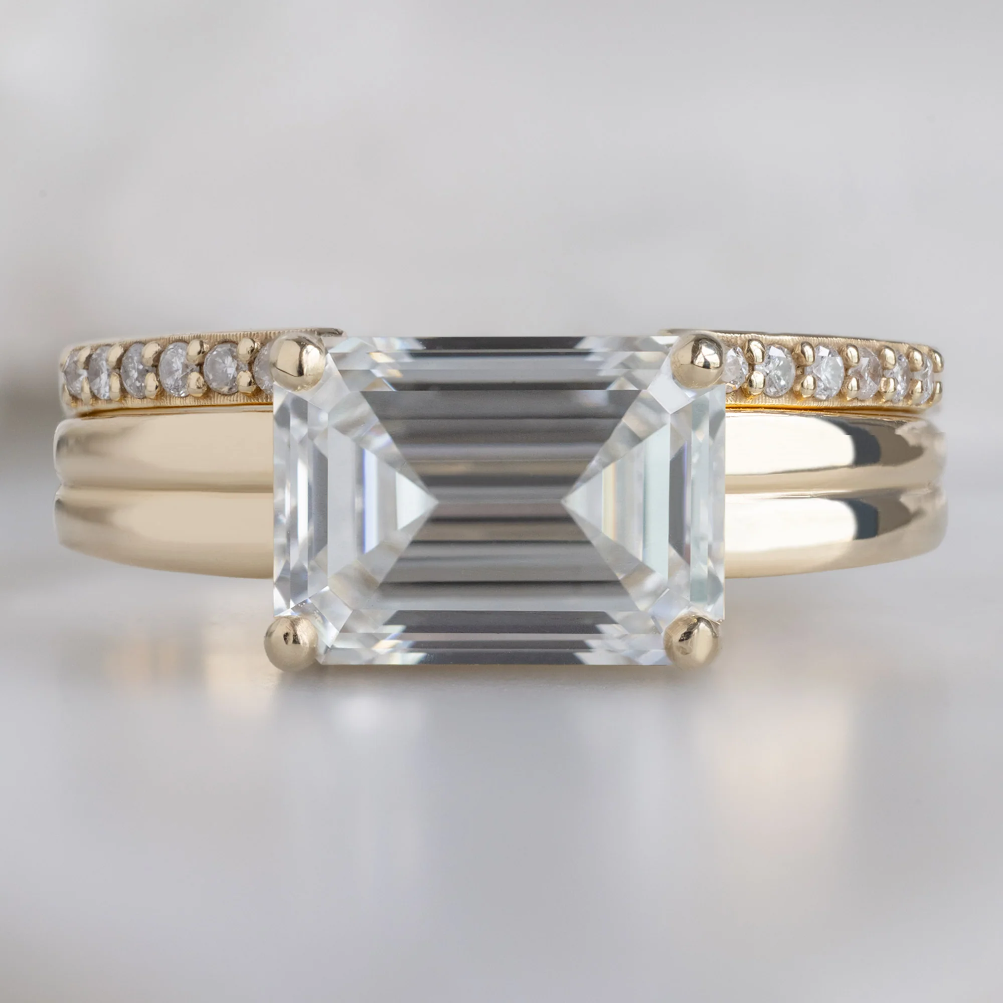 The Stratum Ring | 1.96ct Emerald Cut Lab Grown White Diamond in 14K Yellow Gold - Image 3