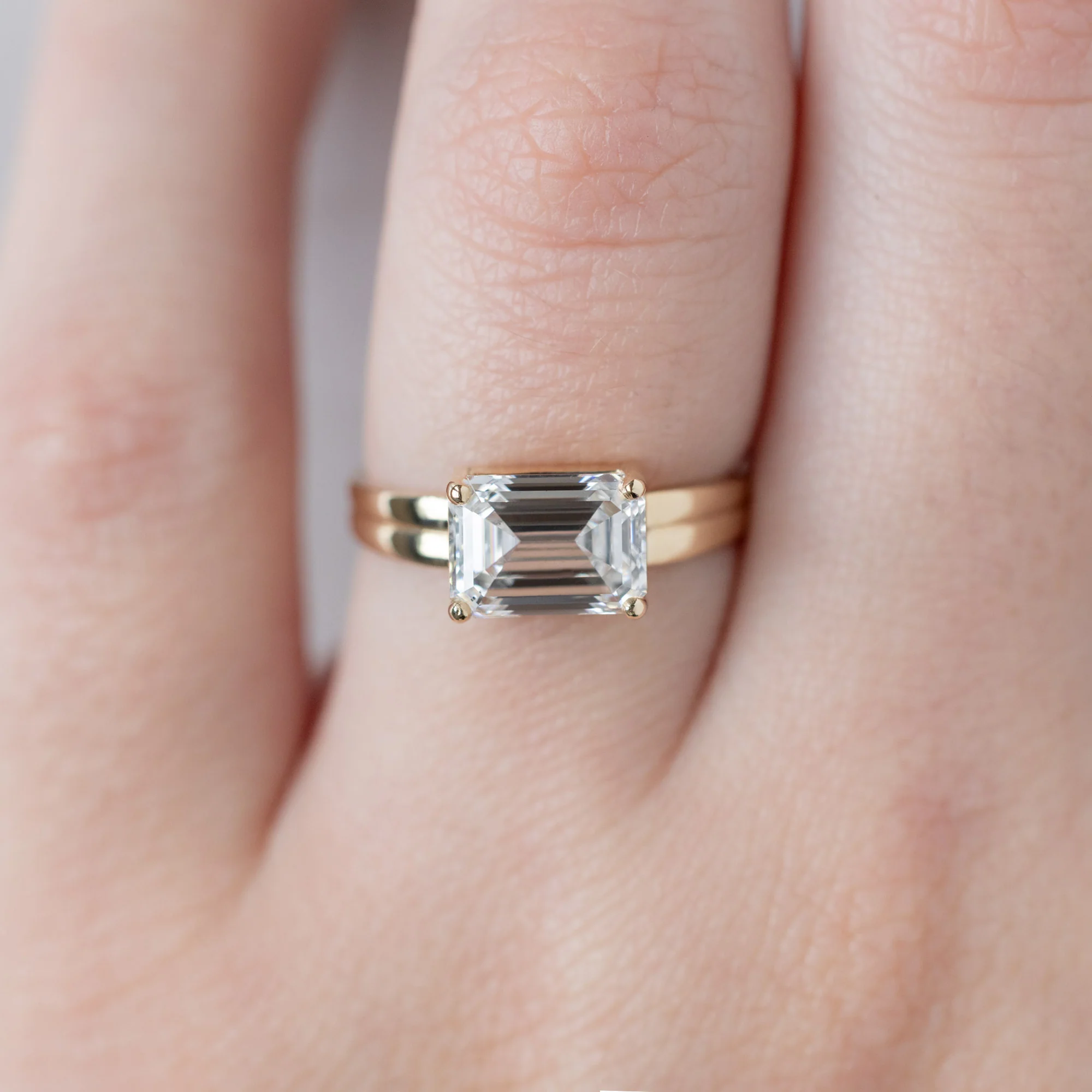 The Stratum Ring | 1.96ct Emerald Cut Lab Grown White Diamond in 14K Yellow Gold - Image 4