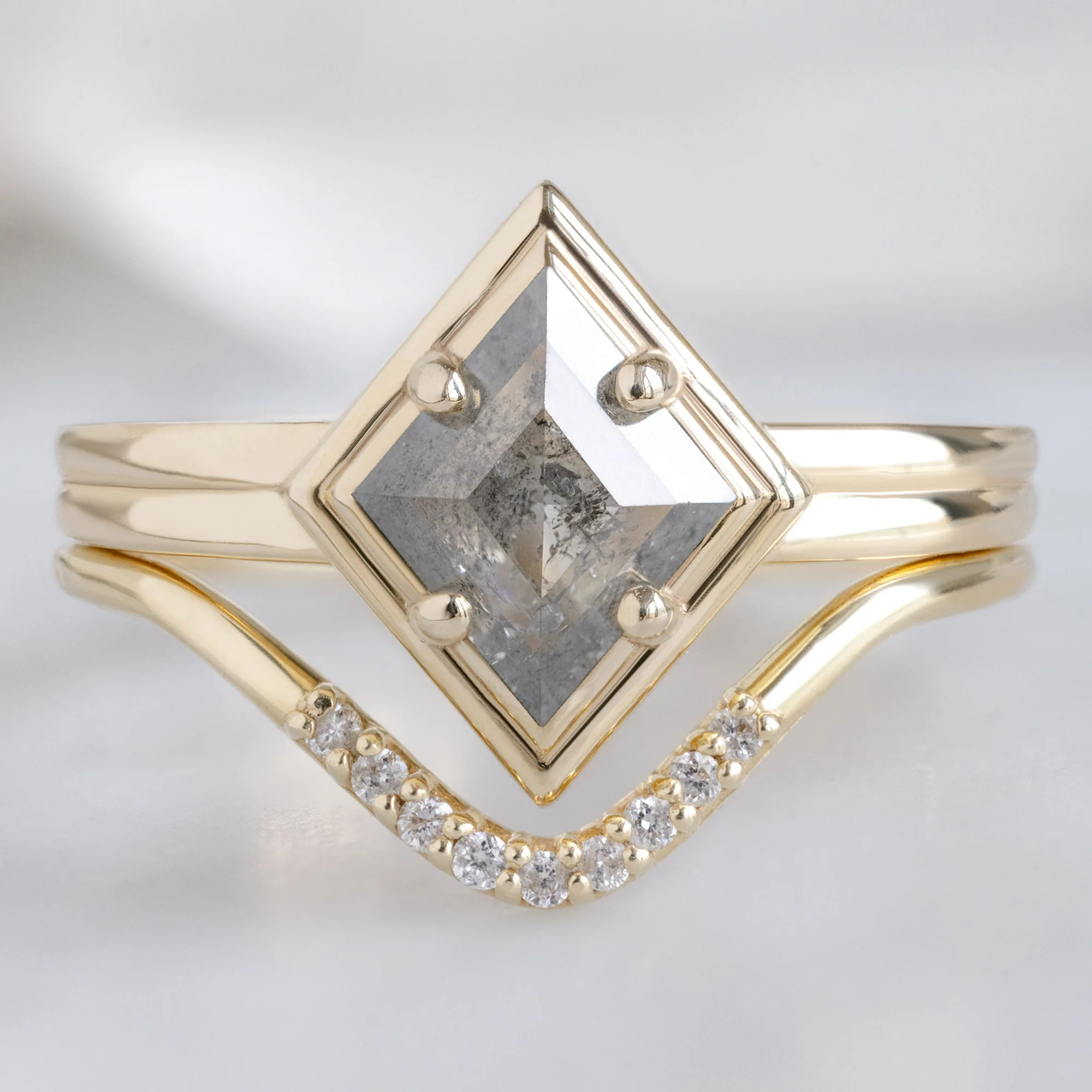 The Stratum Ring | .65ct Kite Salt and Pepper Diamond in 14K Yellow Gold - Image 3