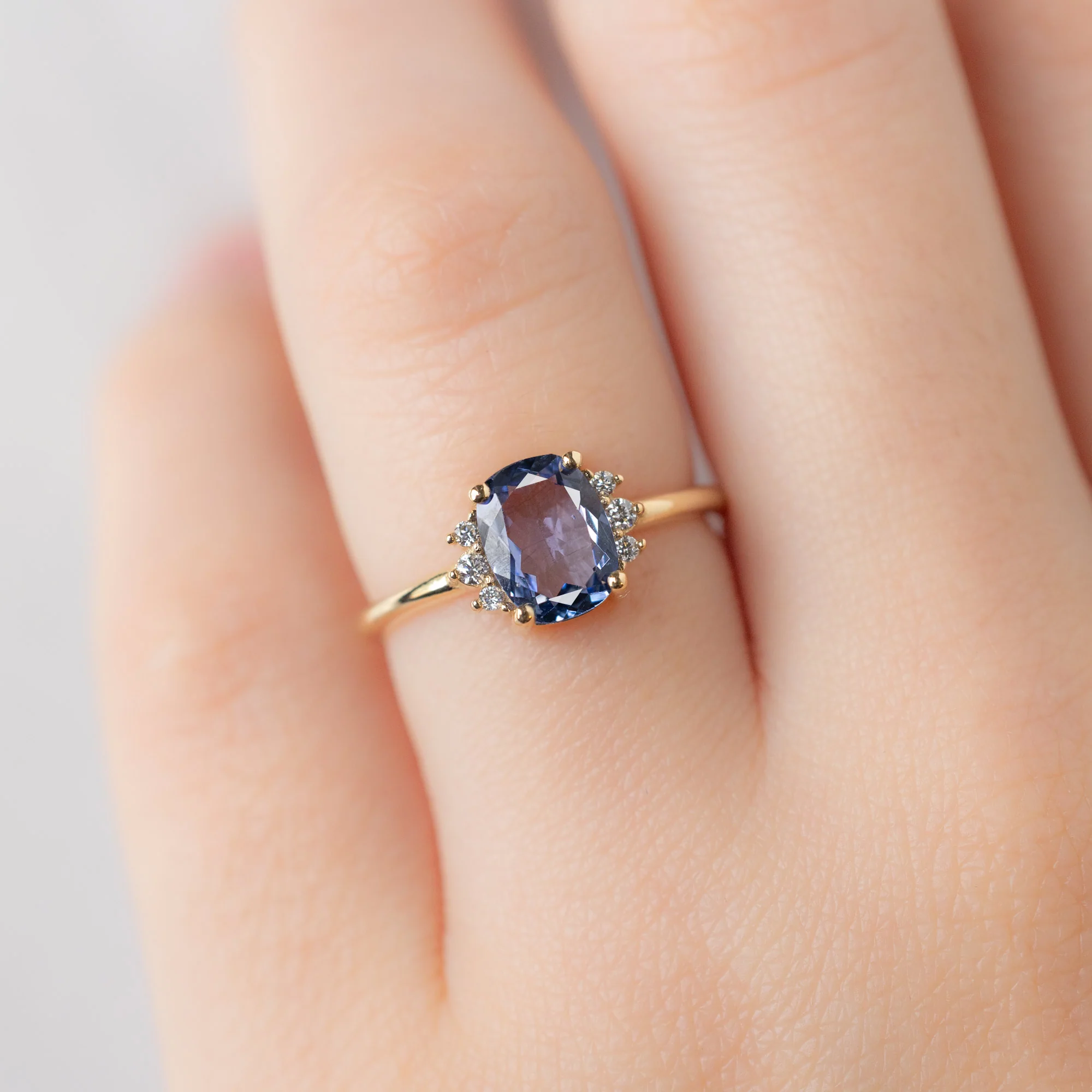 The Sunflower Ring | 1.02ct Cushion Cut Tanzanite in 14K Yellow Gold - Image 4