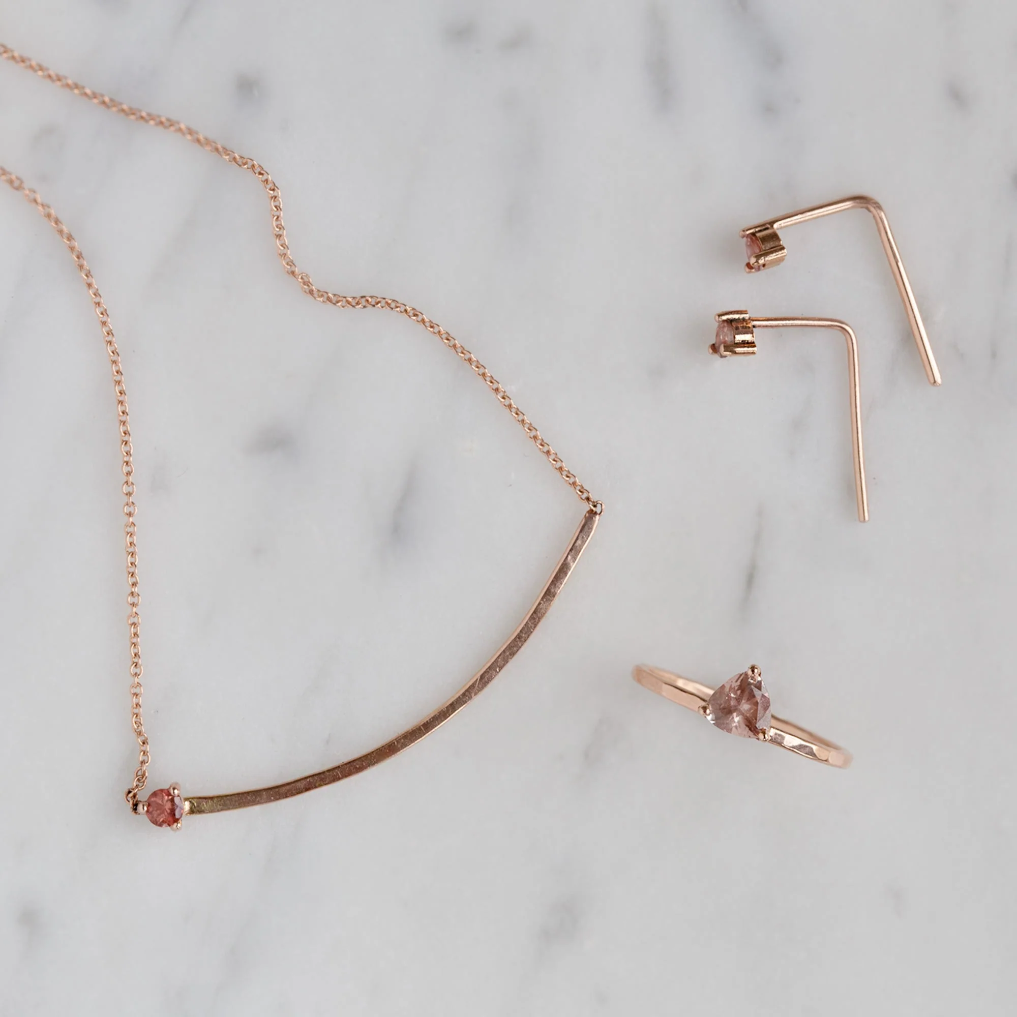 The Sunstone Gemstone Arc Necklace | Yellow, Rose or White Gold - Image 3