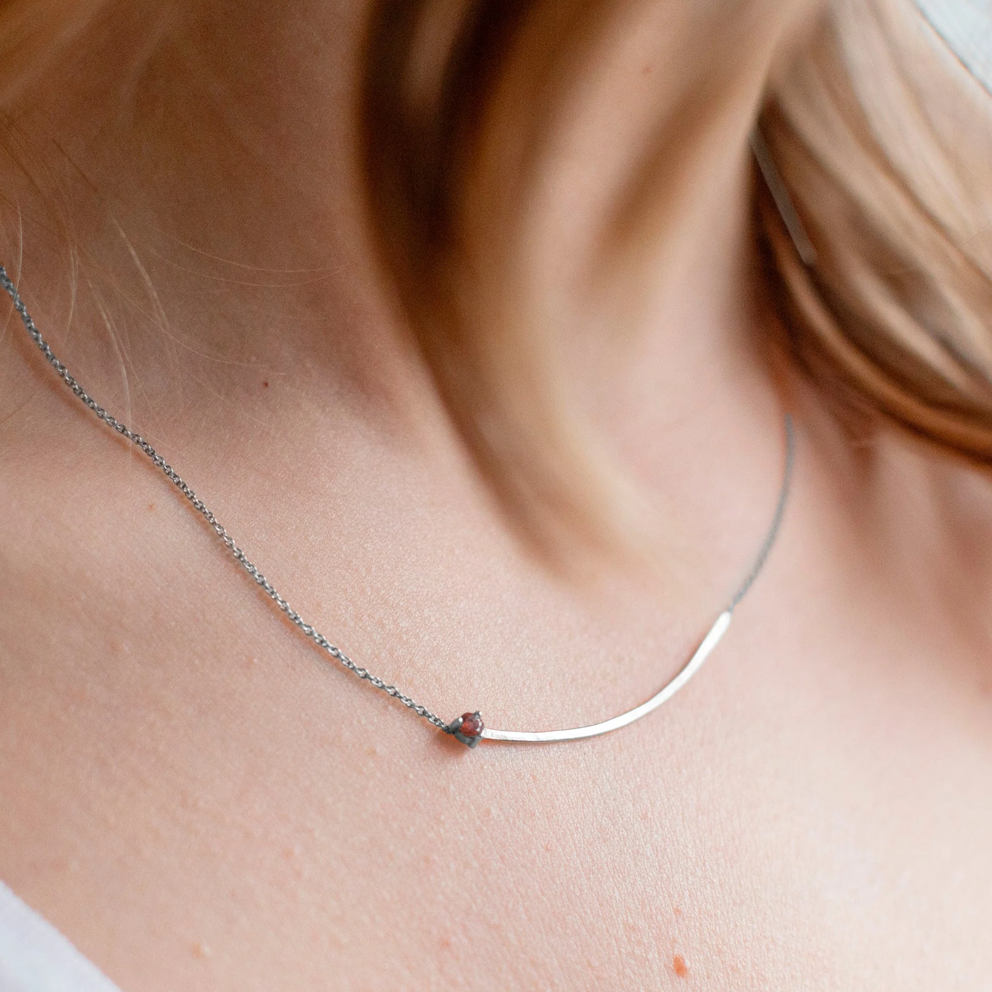 The Sunstone Gemstone Arc Necklace | Yellow, Rose or White Gold - Image 8