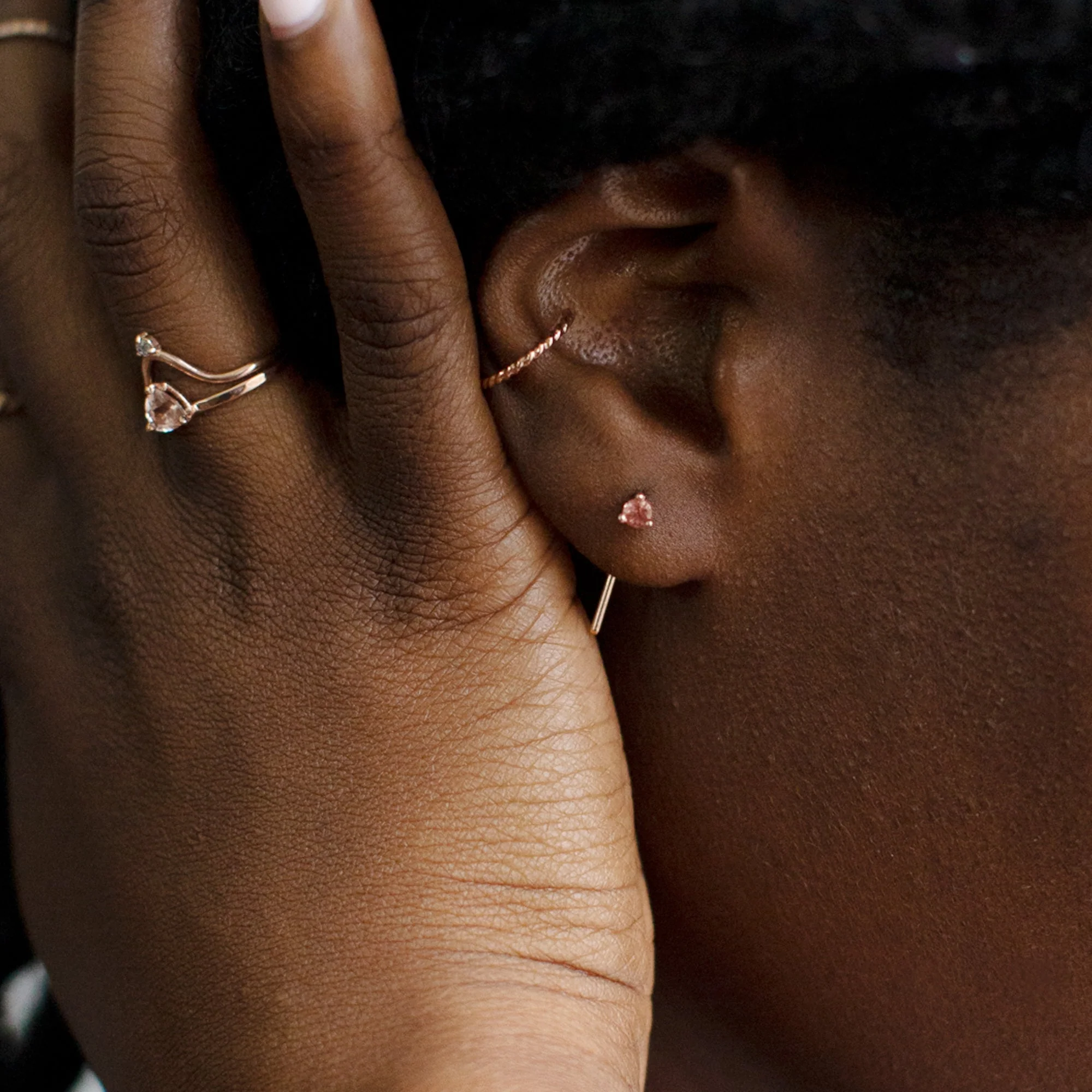 The Sunstone Staple Thread Earrings | Yellow, Rose, White or Sterling Silver - Image 2