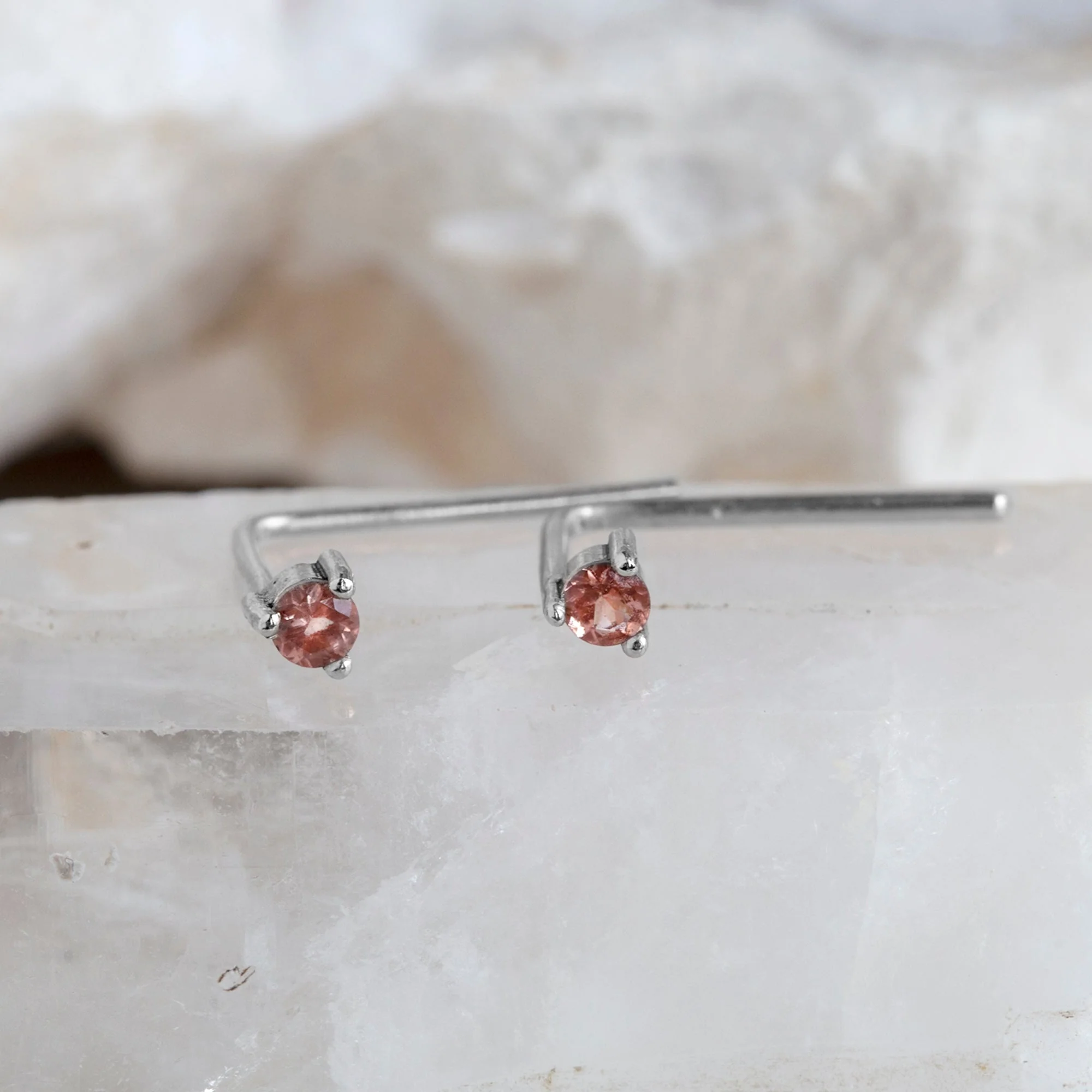 The Sunstone Staple Thread Earrings | Yellow, Rose, White or Sterling Silver - Image 3